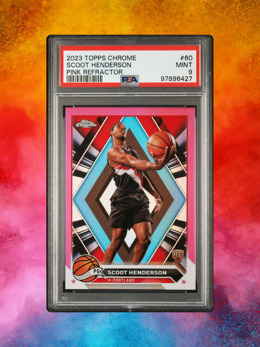2023-24 Topps Chrome - #60 Scoot Henderson (RC) - Pink Refractor - PSA 9