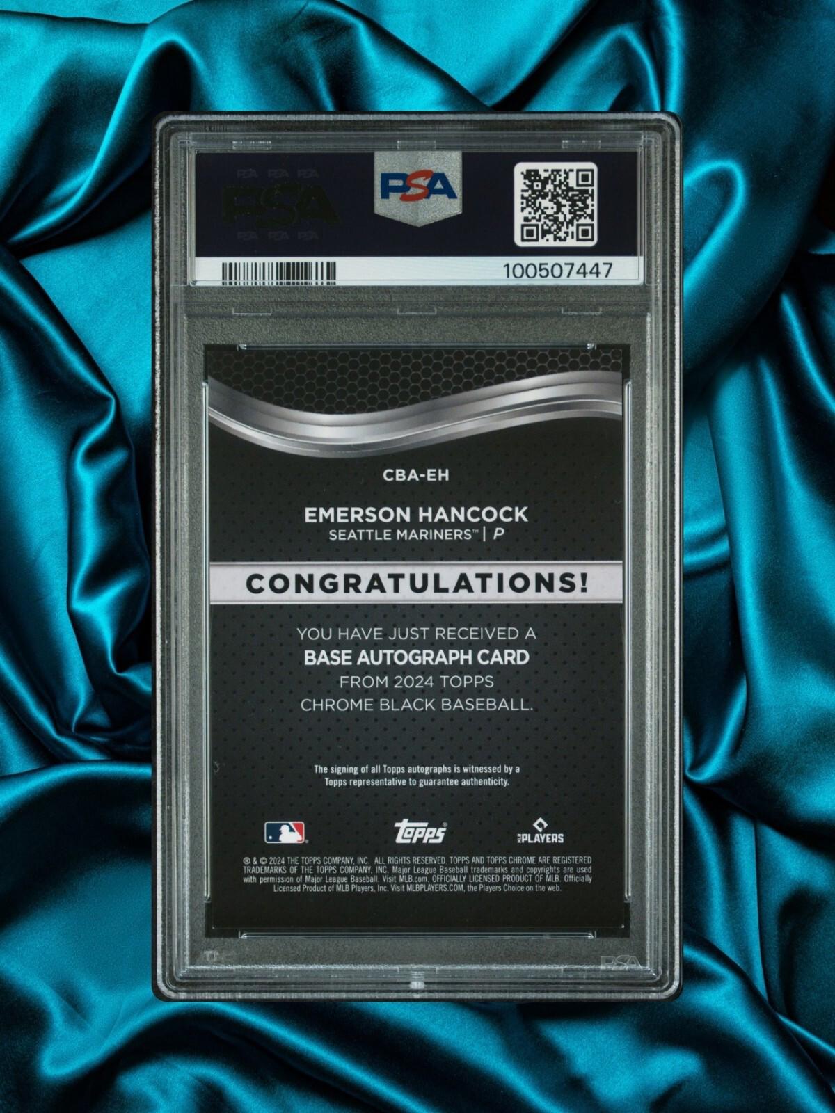 2024 Topps Chrome Black - Emerson Hancock #CBA-EH - Gold Auto /50 - PSA 9