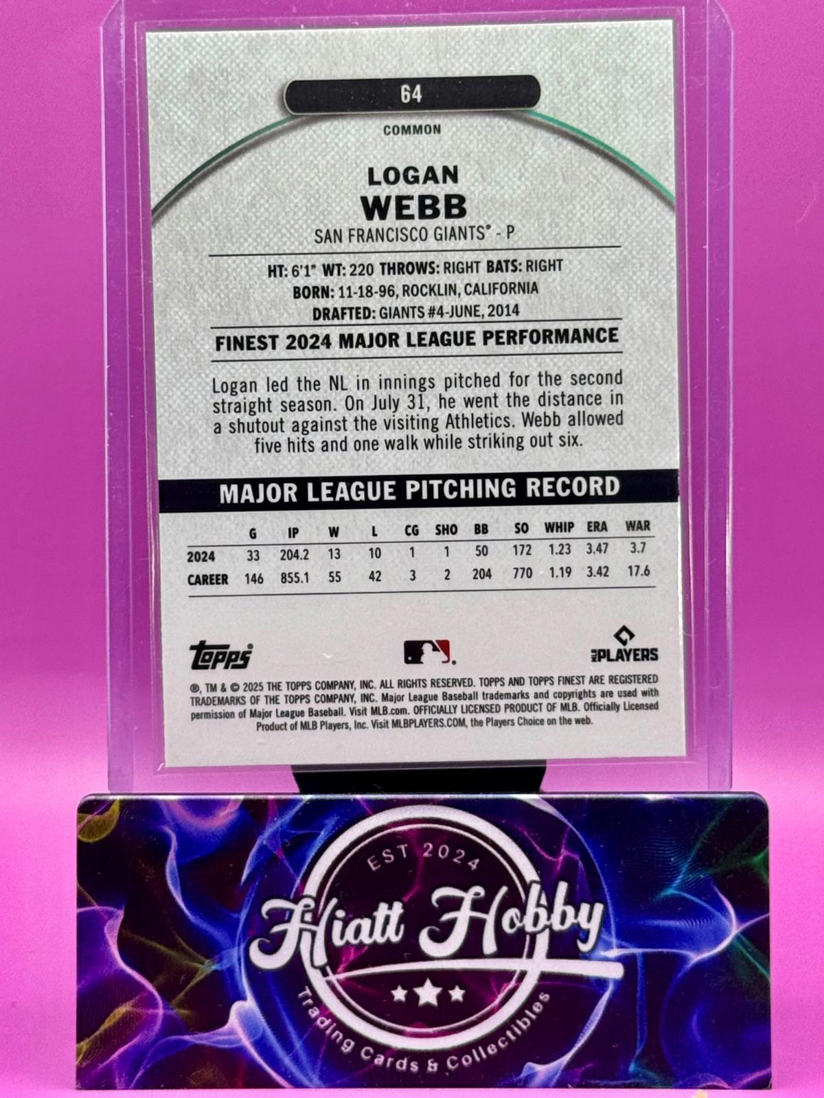 2025 Topps Finest - Logan Webb #64 - Common - X-Fractor