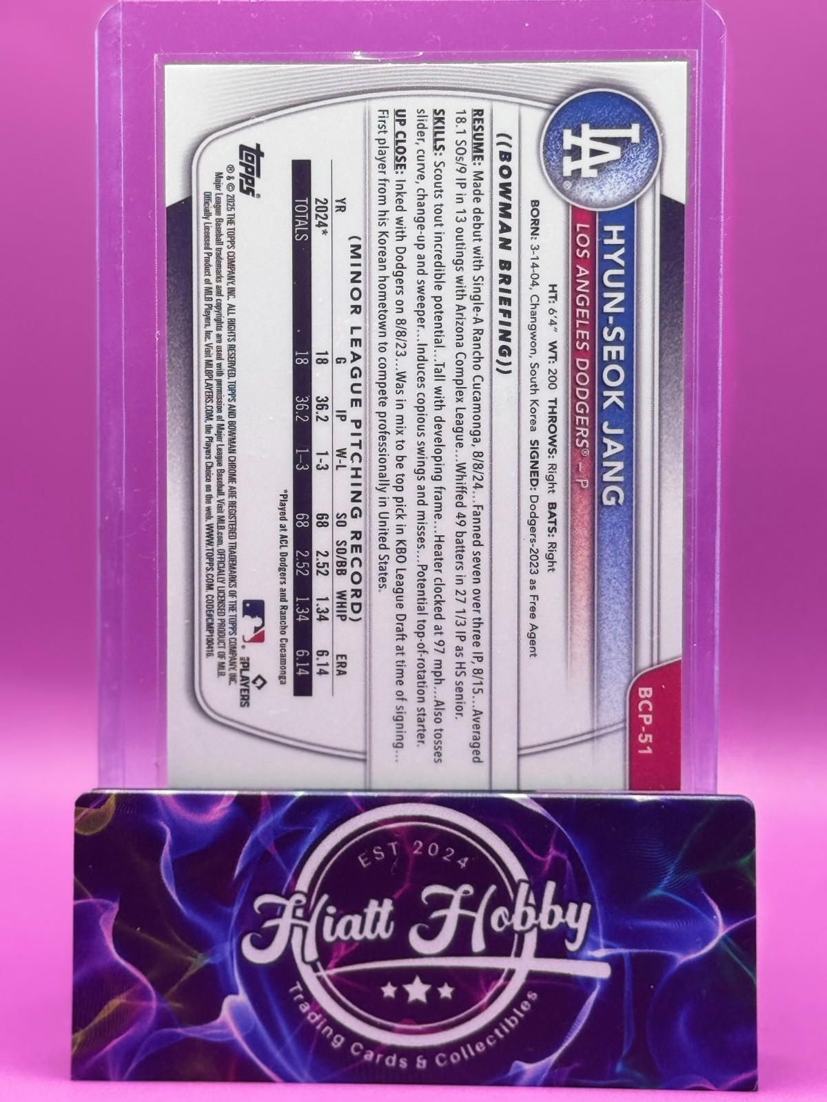 2025 Bowman - Chrome Prospects Hyun-Seok Jang #BCP-51 Reptilian Refractor (RC)