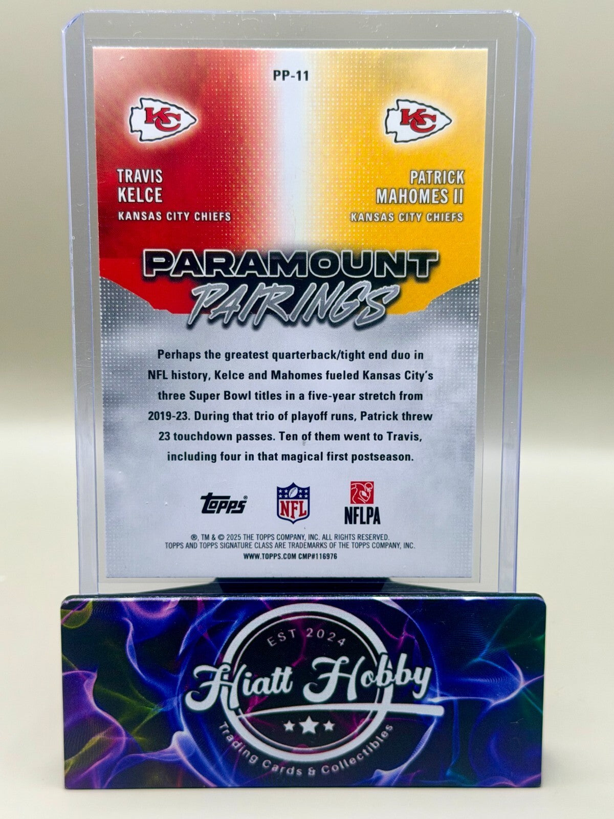 2025 Topps Signature Class - #PP-11 Kelce / Mahomes - Paramount Pairings