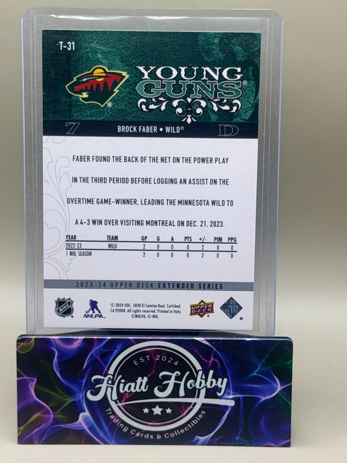 2023-24 Upper Deck Extended Series - #T-31 Brock Faber - Young Guns (RC)