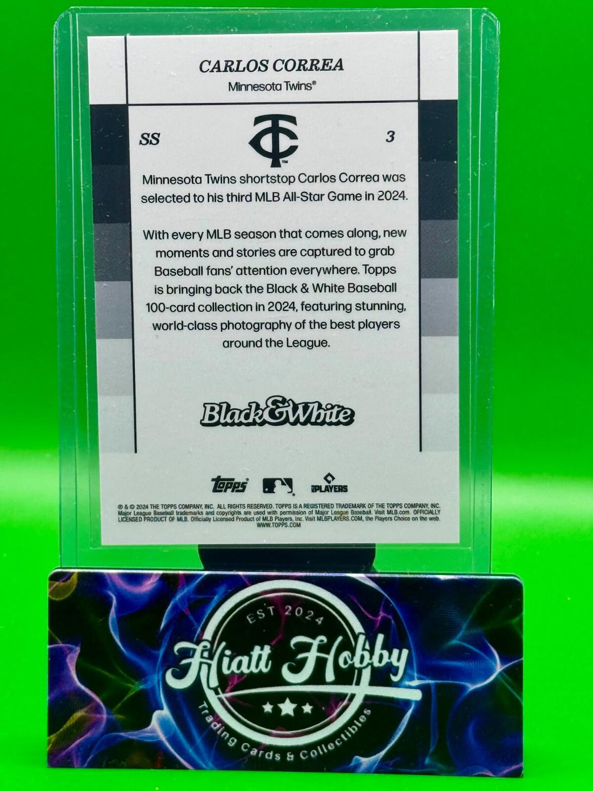 2024 Topps Black & White Baseball - Carlos Correa #3 - Yellow /75