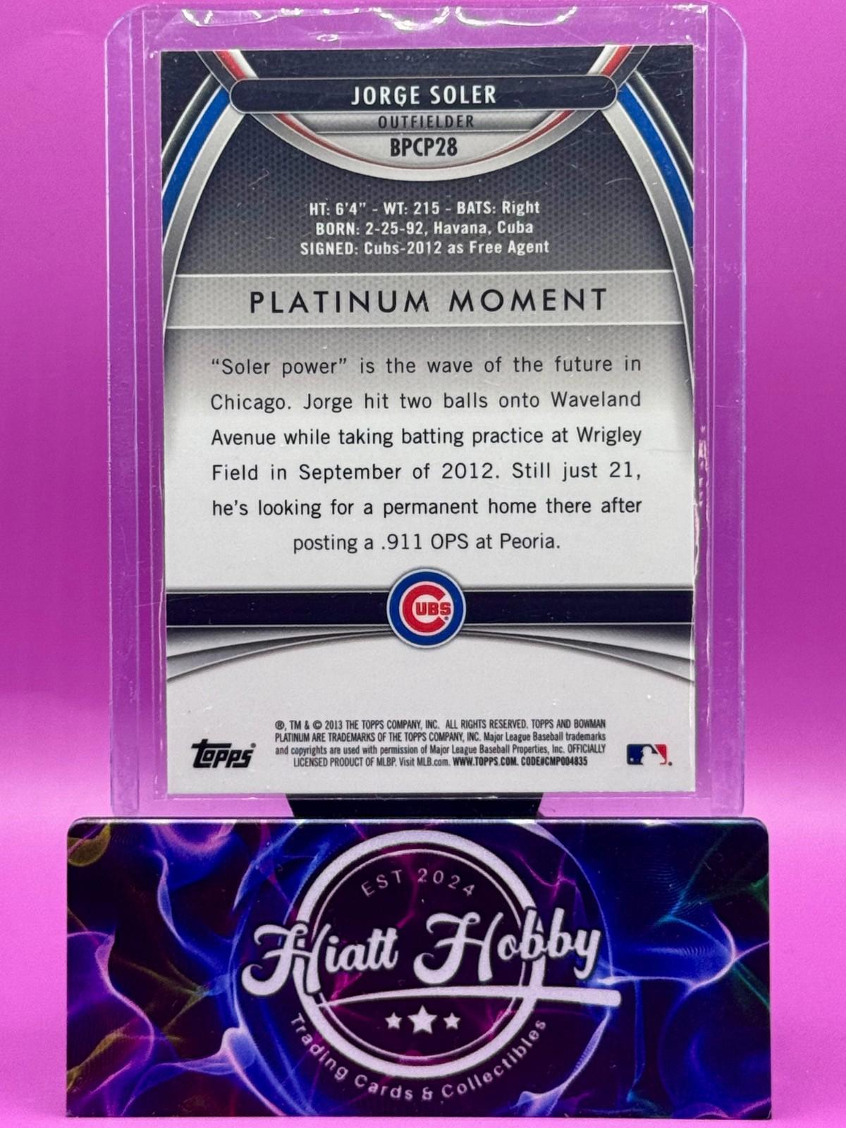 2013 Bowman Platinum Chrome - Jorge Soler #BPCP28 Chrome Purple Refractor (RC)