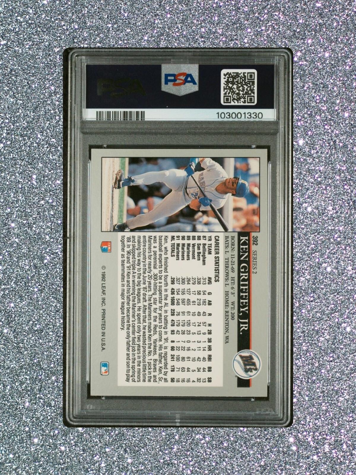 1992 Leaf Baseball - Ken Griffey Jr #392 - PSA 8