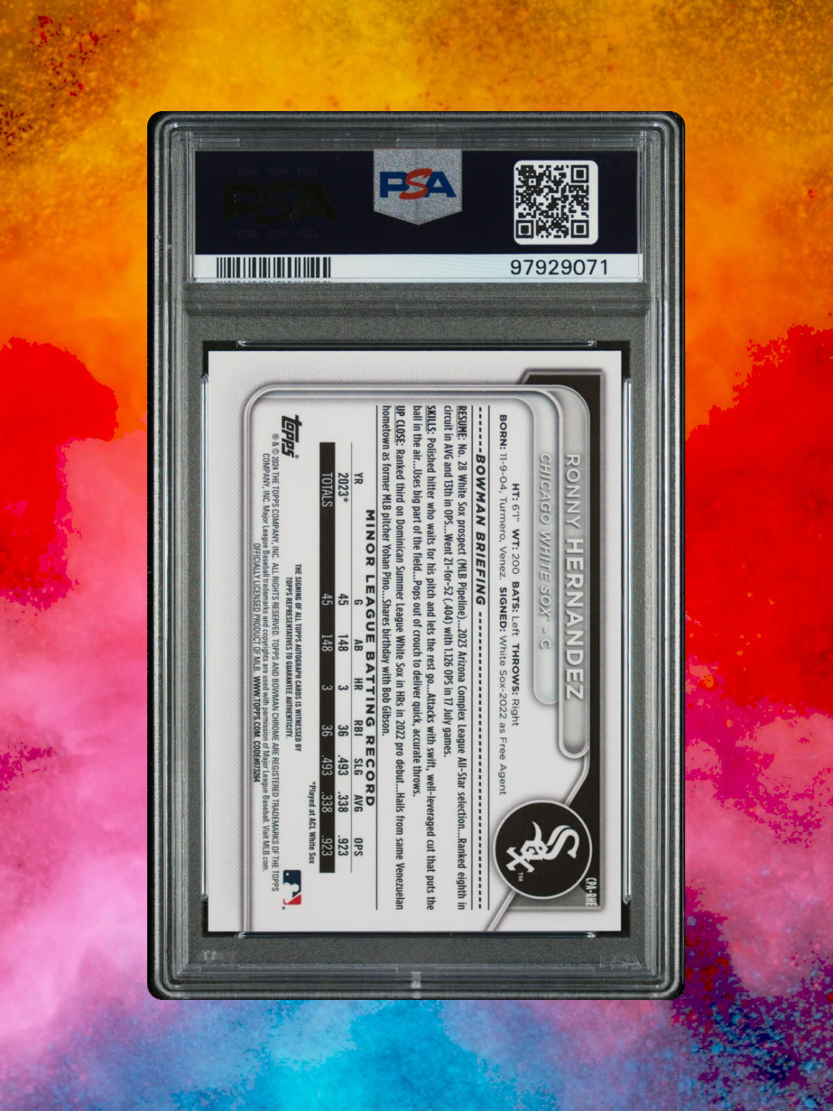 2024 Bowman Chrome Ronny Hernandez #CPA-RHE - Purple Refractor /250 - PSA 9
