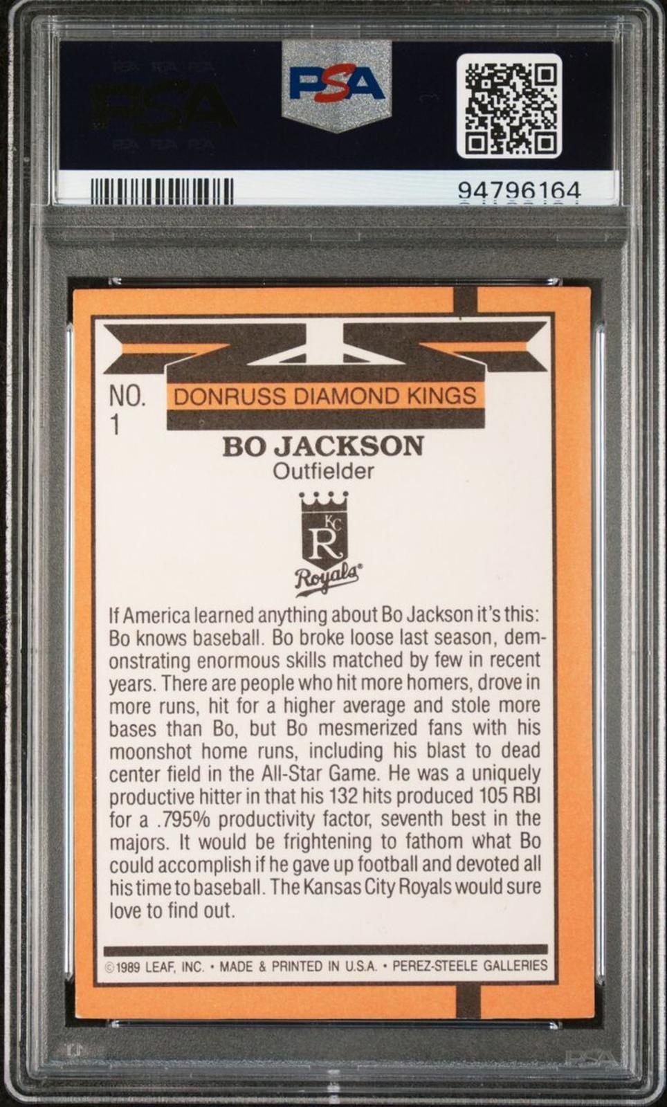 1990 Donruss - Diamond Kings #1 Bo Jackson PSA 5