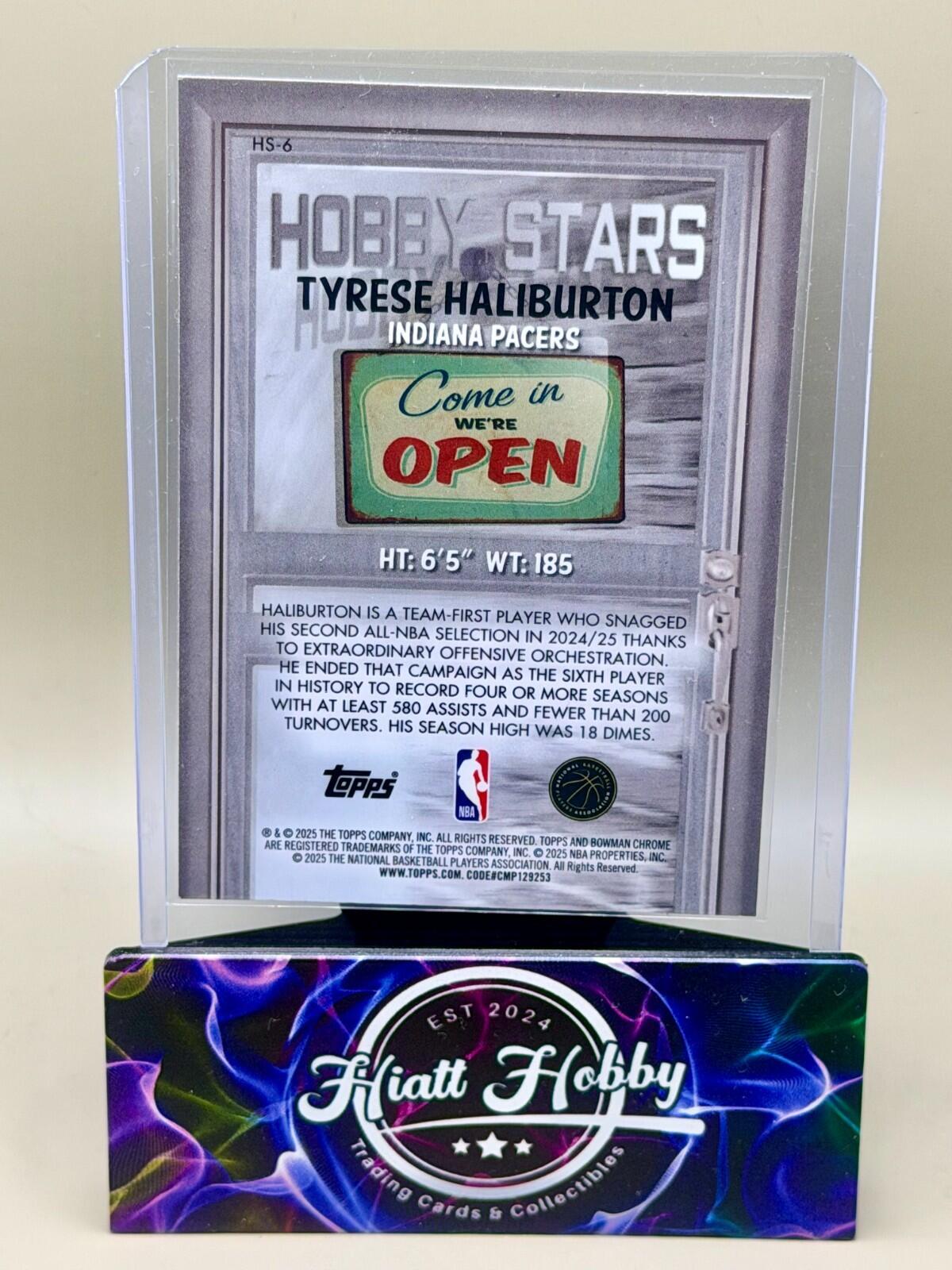 2025-26 Bowman Chrome Basketball - #HS-6 Tyrese Haliburton - Hobby Stars