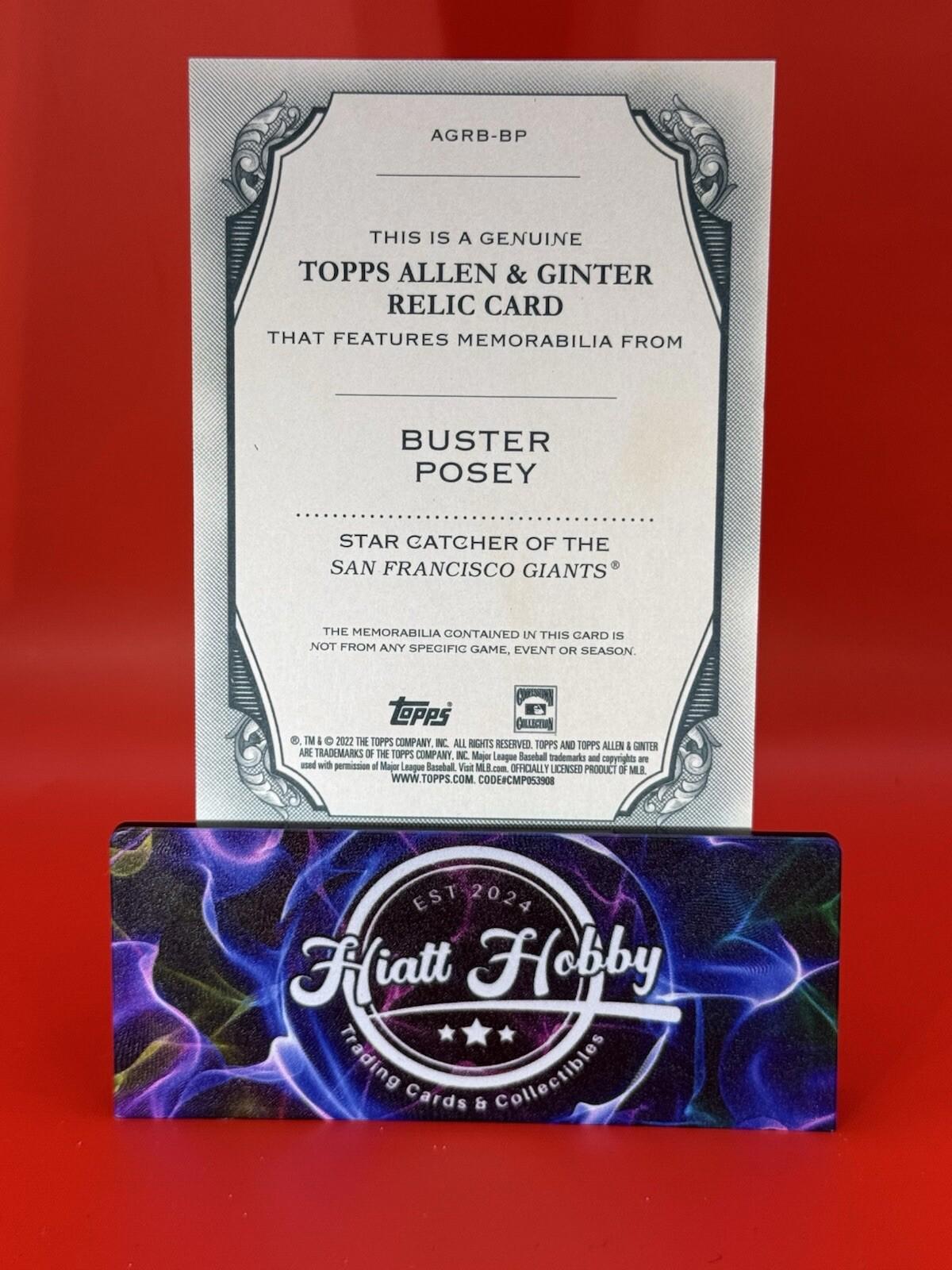 2022 Topps Allen & Ginter - Relics B #AGRB-BP Buster Posey (MEM)