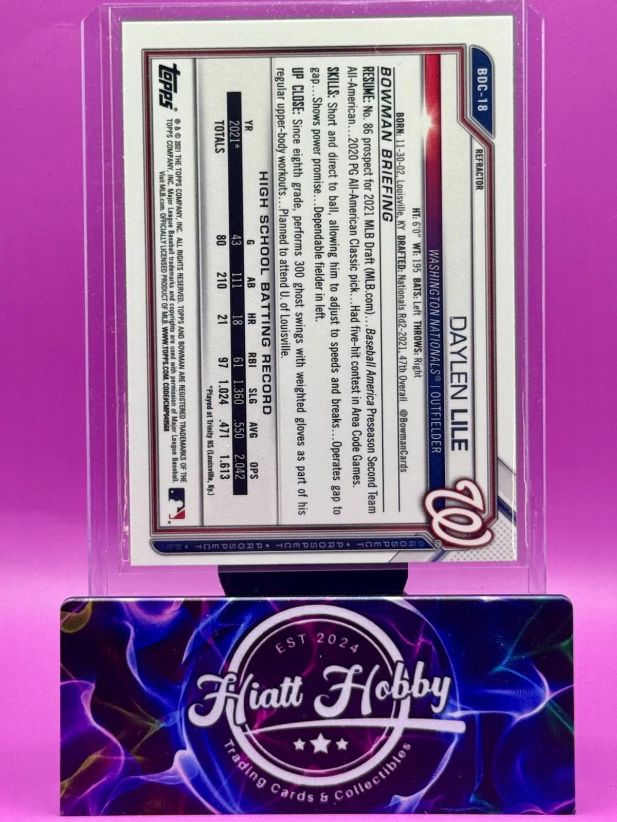 2021 Bowman Draft Chrome - Daylen Lile #BDC-18 - Refractor (RC)