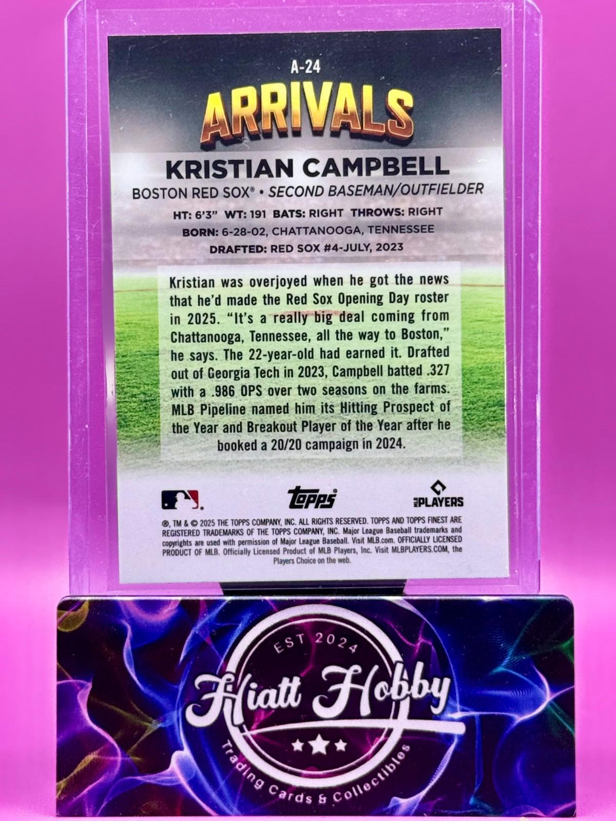 2025 Topps Finest - Kristian Campbell #A-24 - Arrivals (RC)