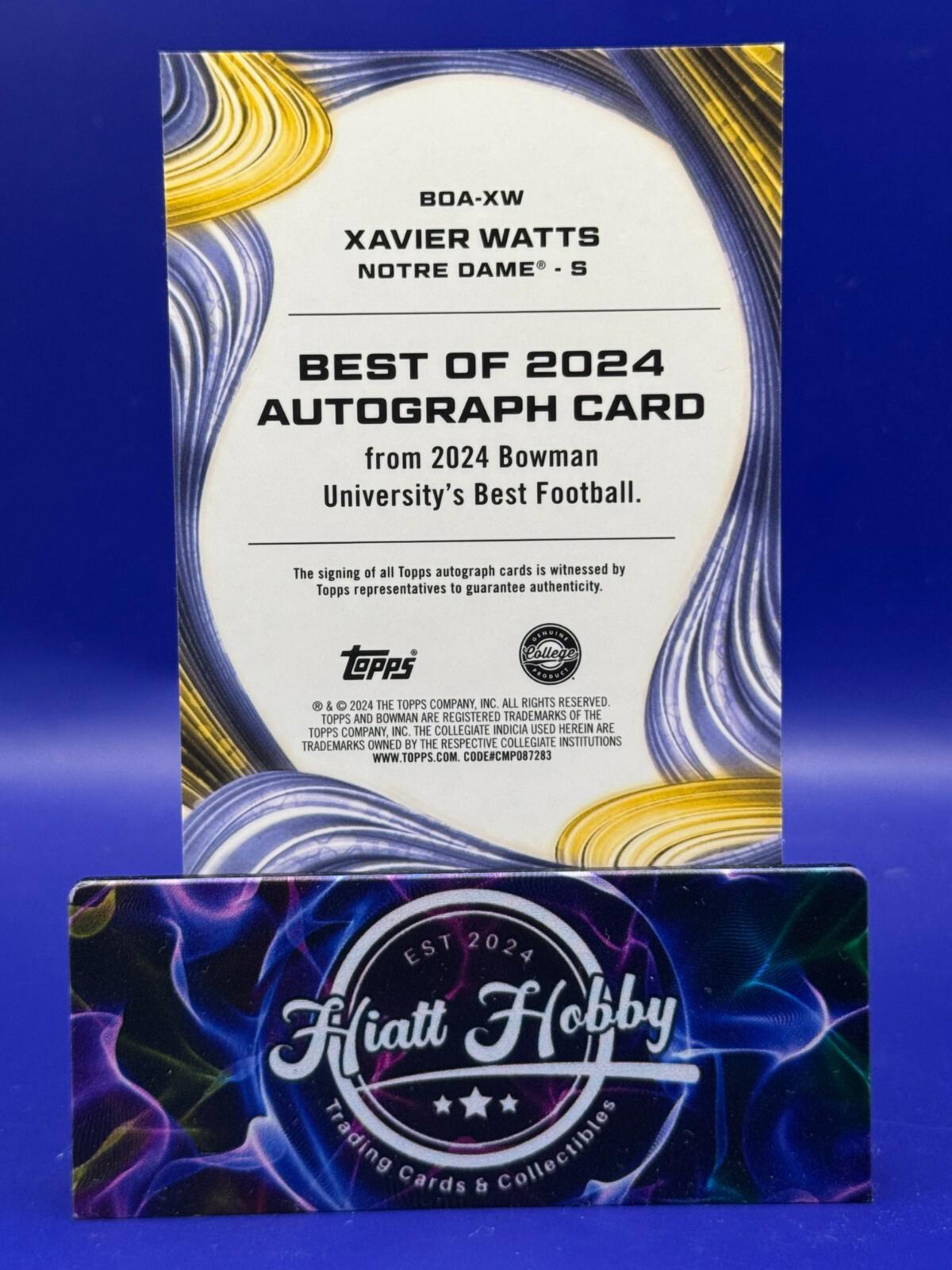 2024 Bowman's Best U Football - Xavier Watts #BOA-XW - Magenta Lava Auto /100
