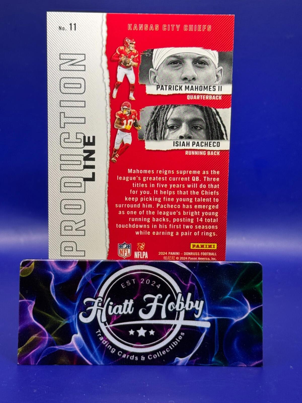 2024 Panini Donruss - Production Line #11 Patrick Mahomes II, Isiah Pacheco