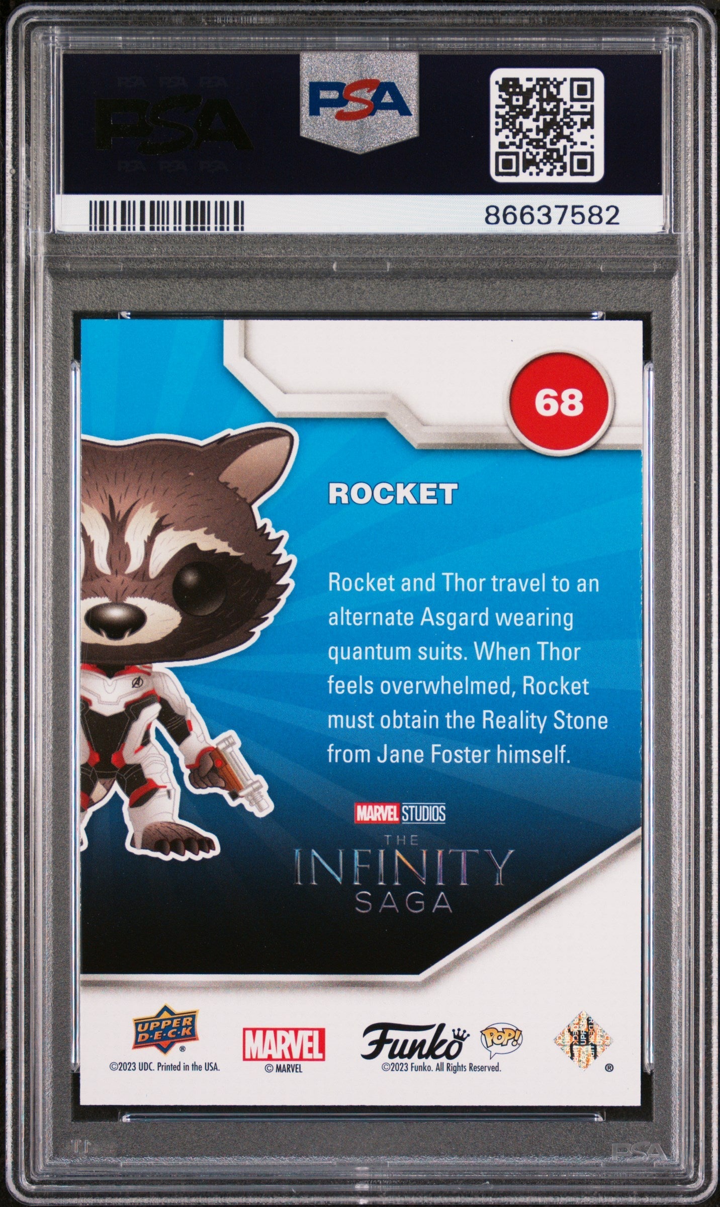 2023 UPPER DECK FUNKO POP MARVEL ROCKET PATINA #68 PSA 10