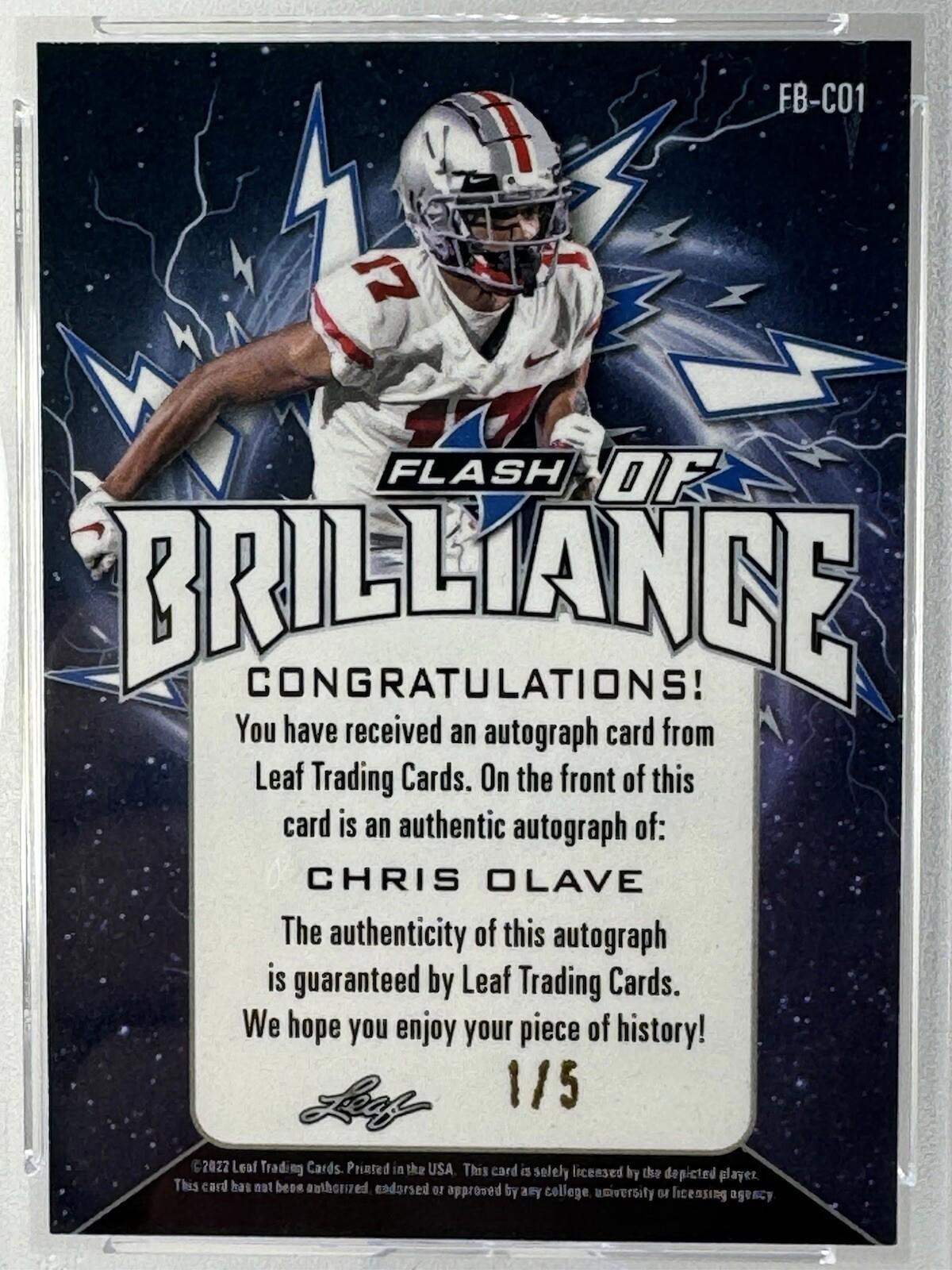 2022 Leaf Flash of Brilliance Sparkles Leopard /5 #FB-CO1 Chris Olave - PSA 10