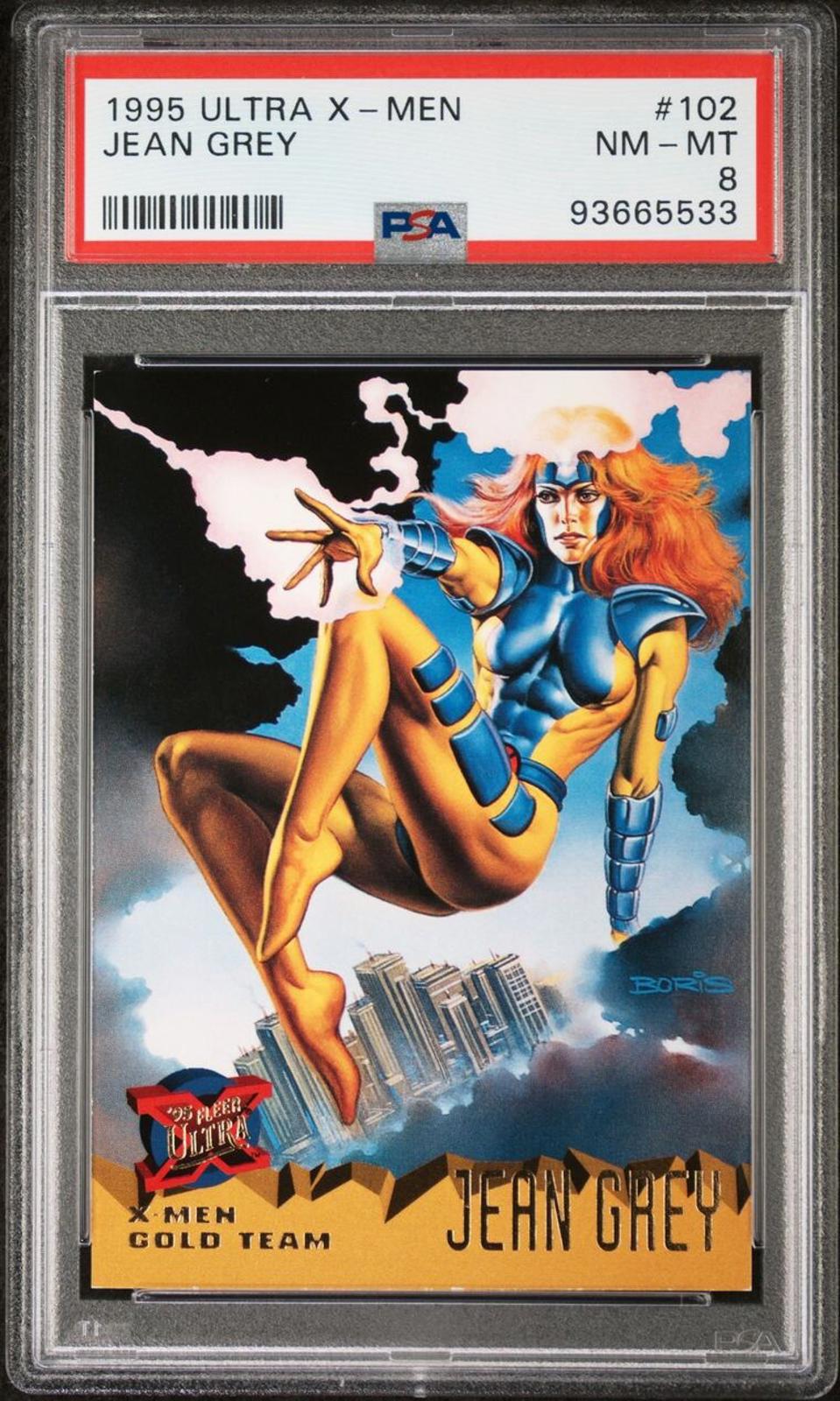 1995 Fleer Ultra X-Men Gold Team Jean Grey Card #102 Boris Vallejo PSA NM 8