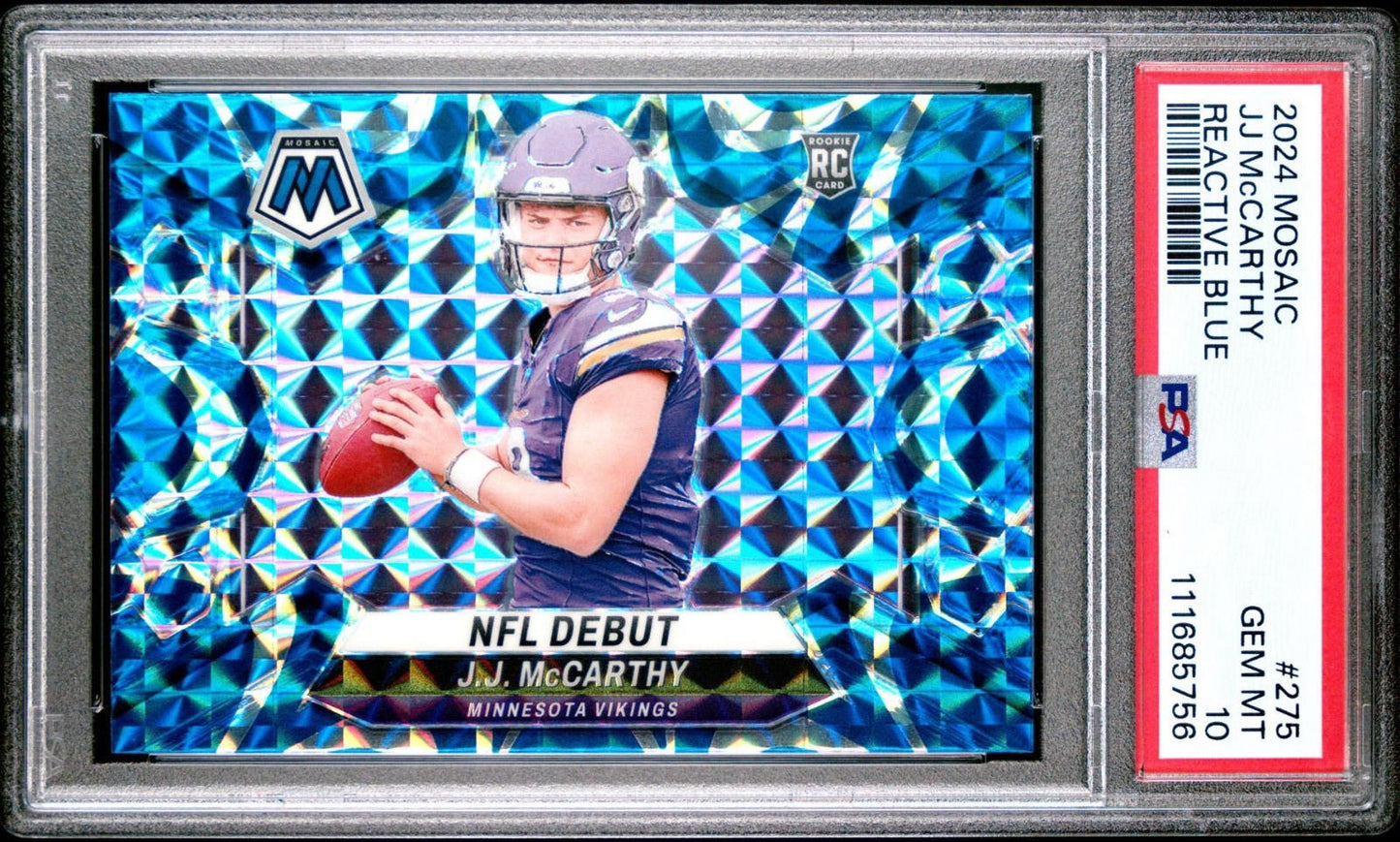 2024 Panini Mosaic - JJ McCarthy #275 - Reactive Blue Mosaic (RC) - PSA 10