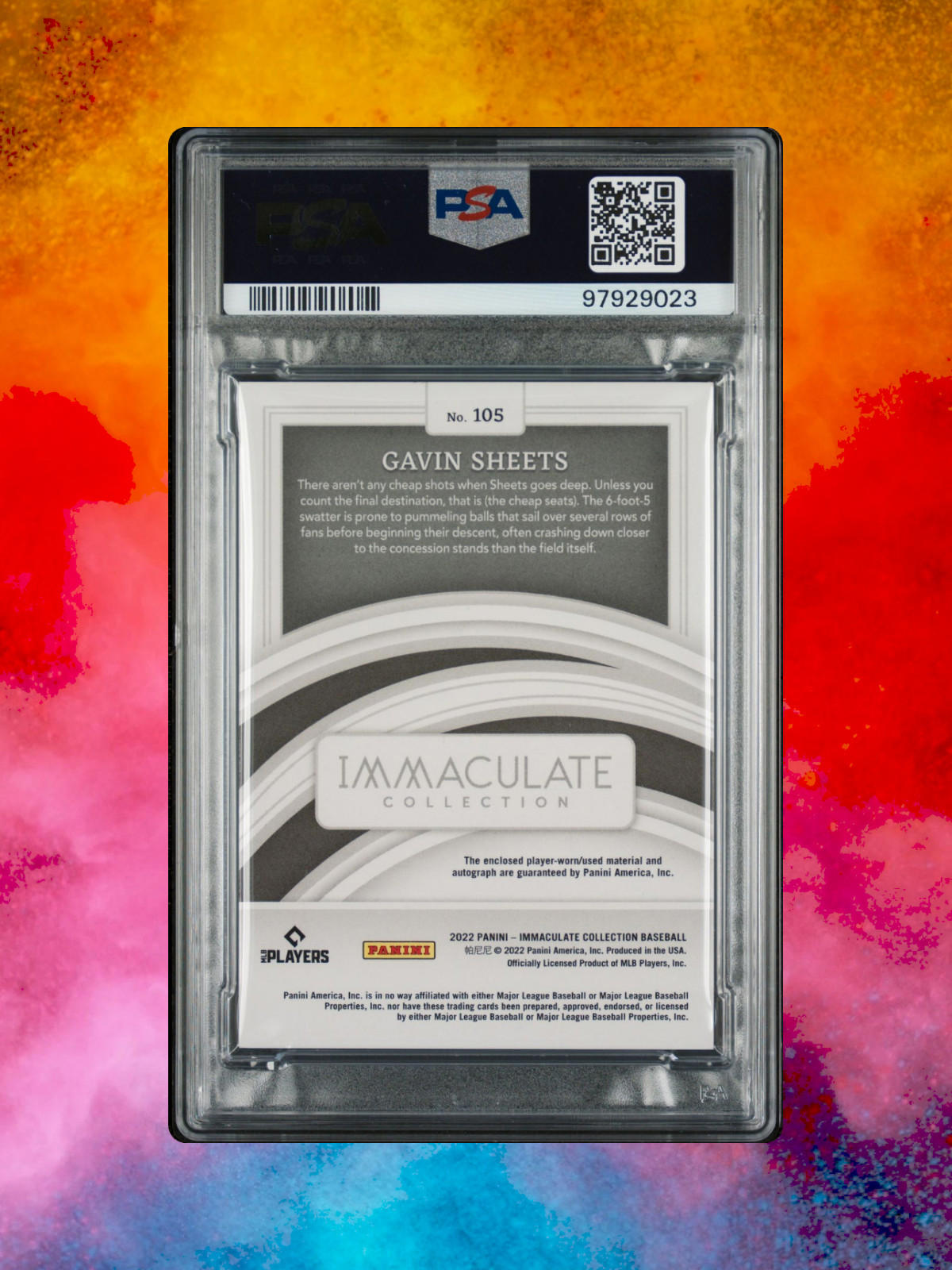 2022 Panini Immaculate Collection - Gavin Sheets #105 Red Patch Auto /49 - PSA 7