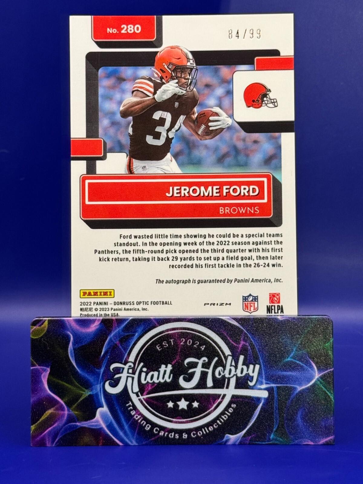 2022 Panini Donruss Optic - Jerome Ford #280 - Blue Refractor Auto /99