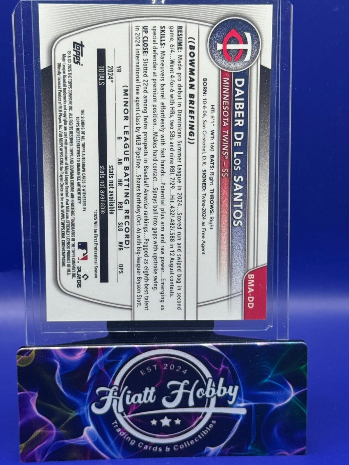 2025 Bowman Chrome - Daiber De Los Santos #BMA-DD - Mojo Auto (RC, AU)