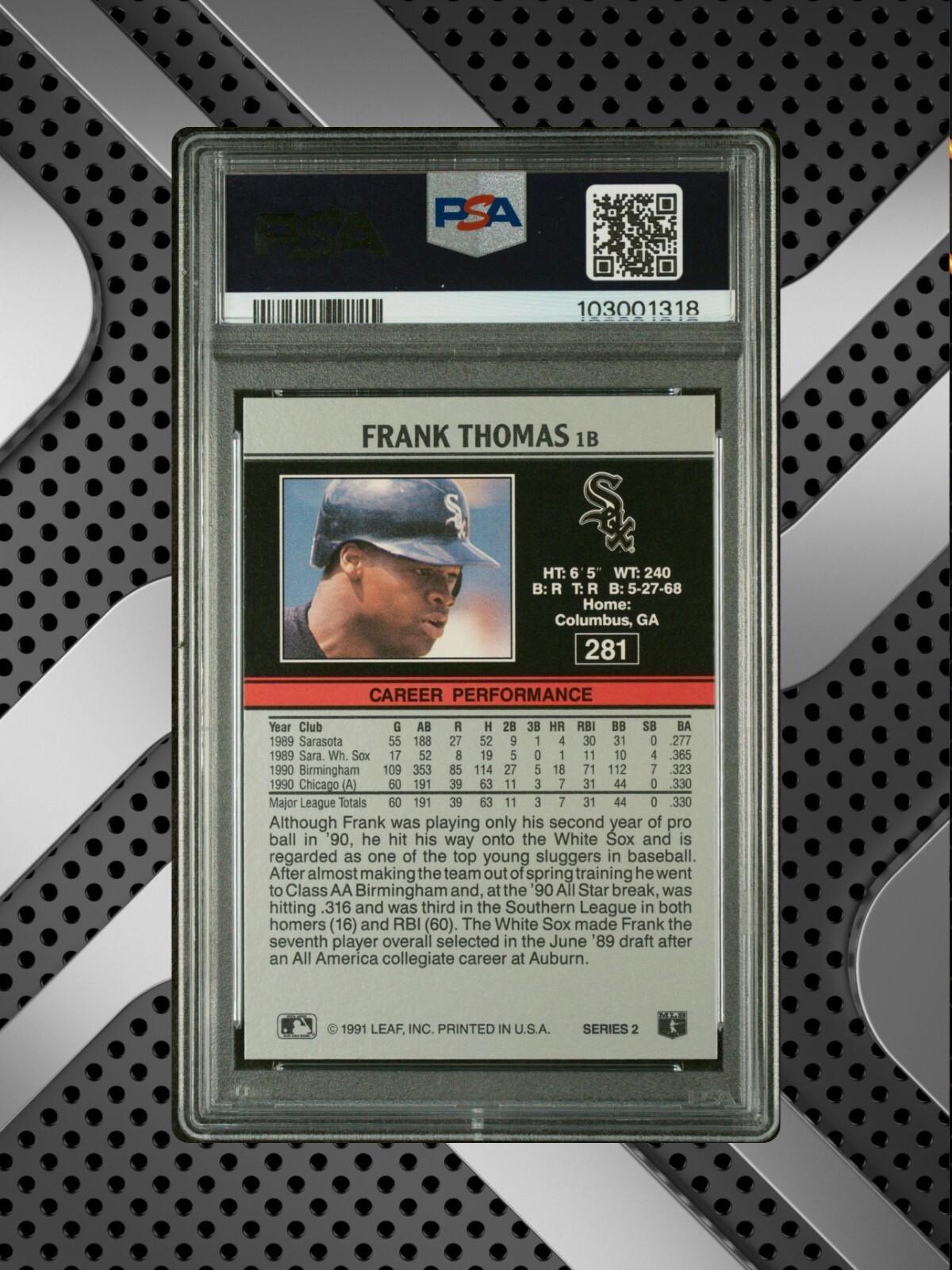 1991 Leaf Baseball - Frank Thomas #281 - PSA 9