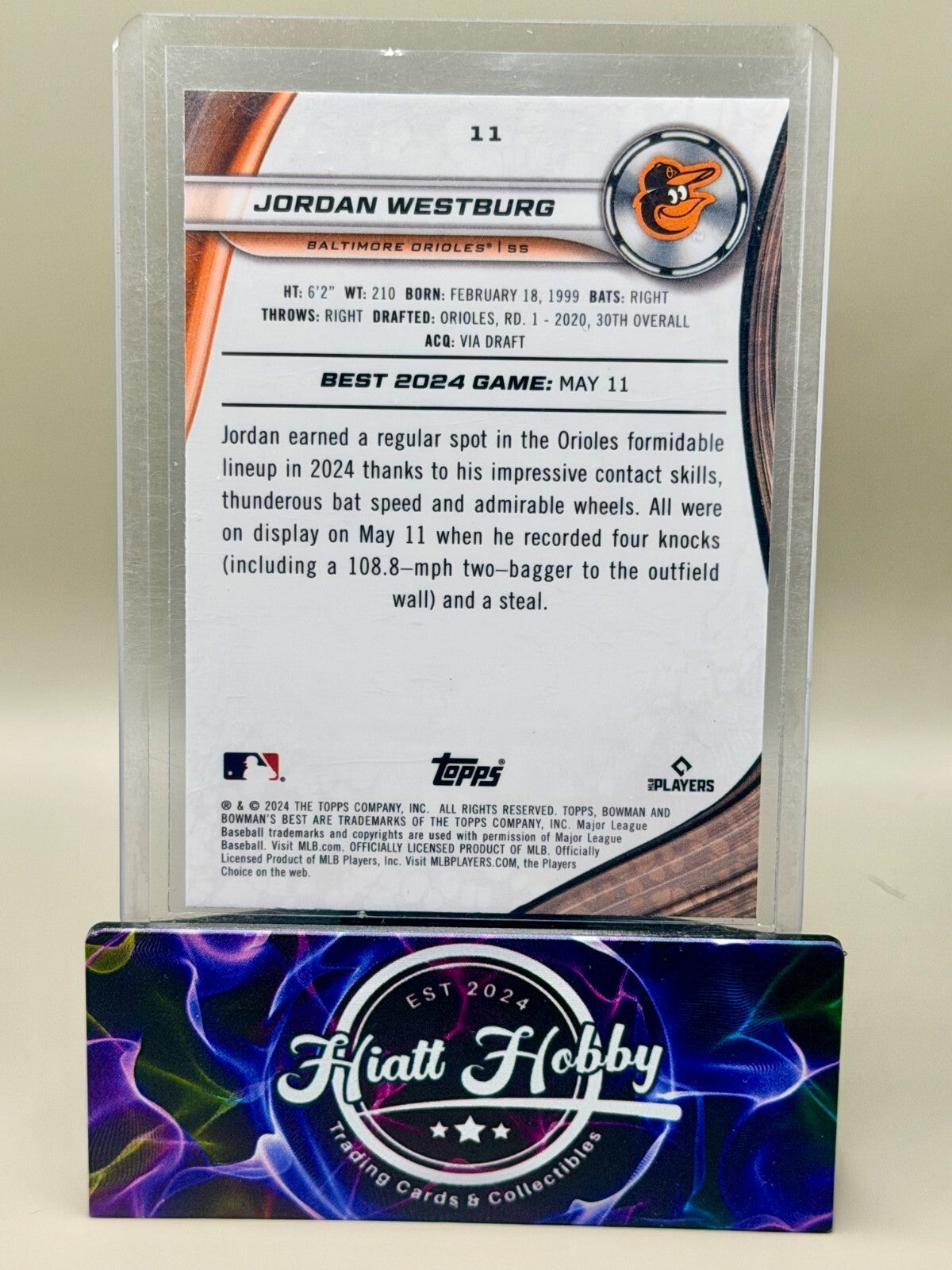 2024 Bowman's Best - #11 Jordan Westburg - Purple /250 (RC)