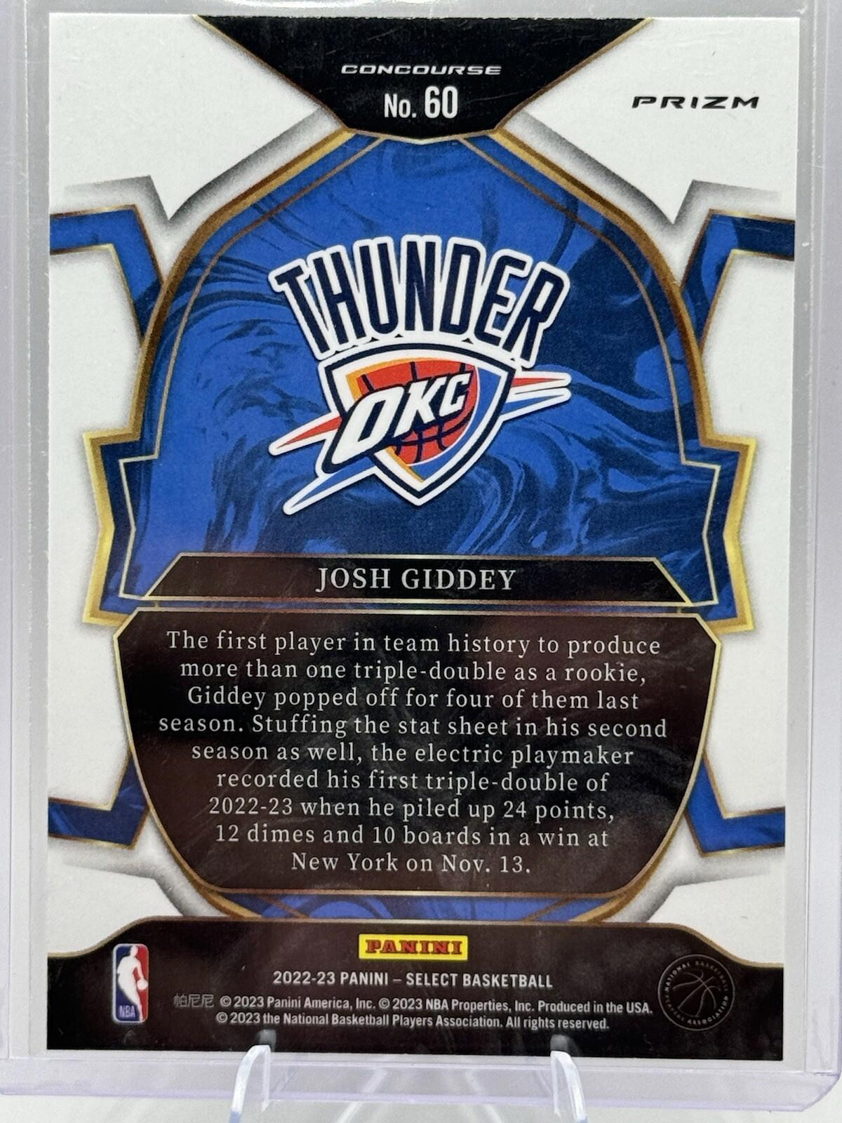 2022-23 Panini Select Concourse Green Ice Prizm Josh Giddey #60