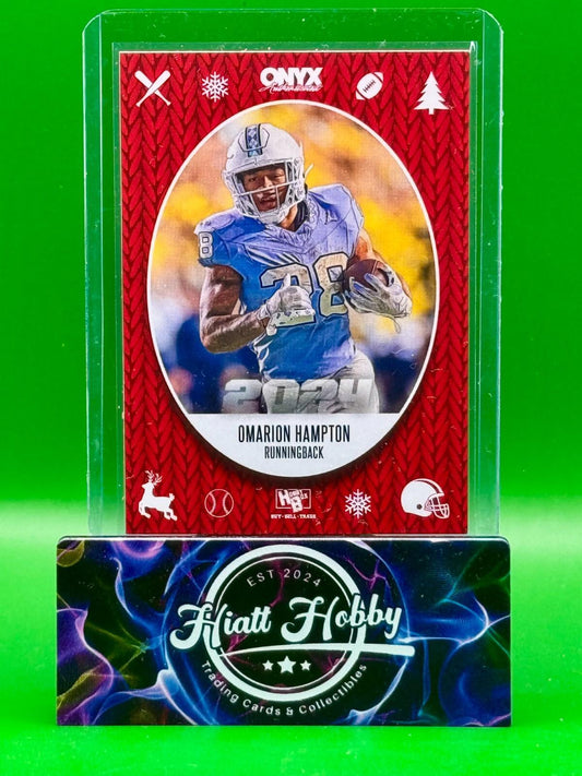 2024 Onyx Holiday Cards - Omarion Hampton - Red /100