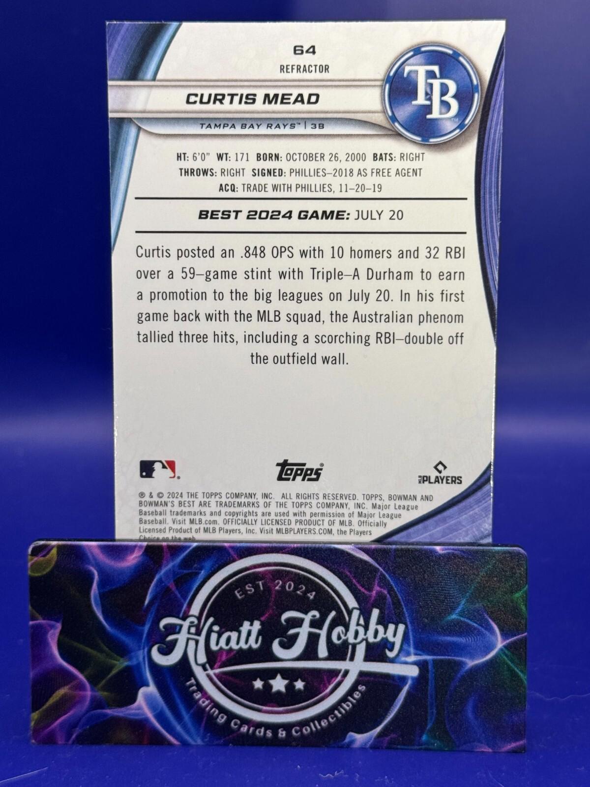 2024 Bowman's Best Baseball - Curtis Mead #64 - Refractor