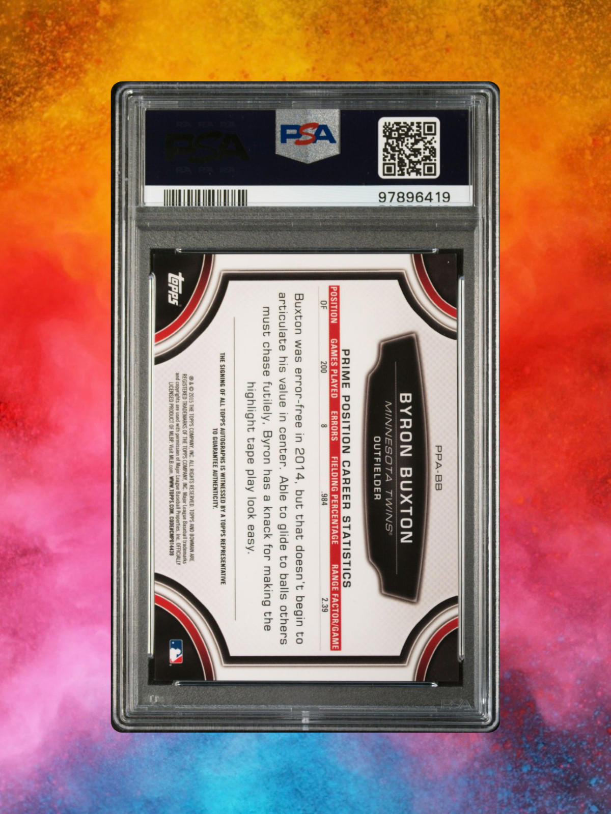 2015 Bowman Prime Position Autograph Byron Buxton #PPA-BB - PSA 9