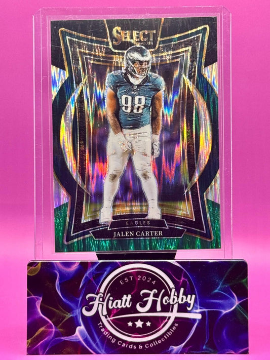 2024 Panini Select - Concourse - Jalen Carter #65 Black & Green Shock Prizm