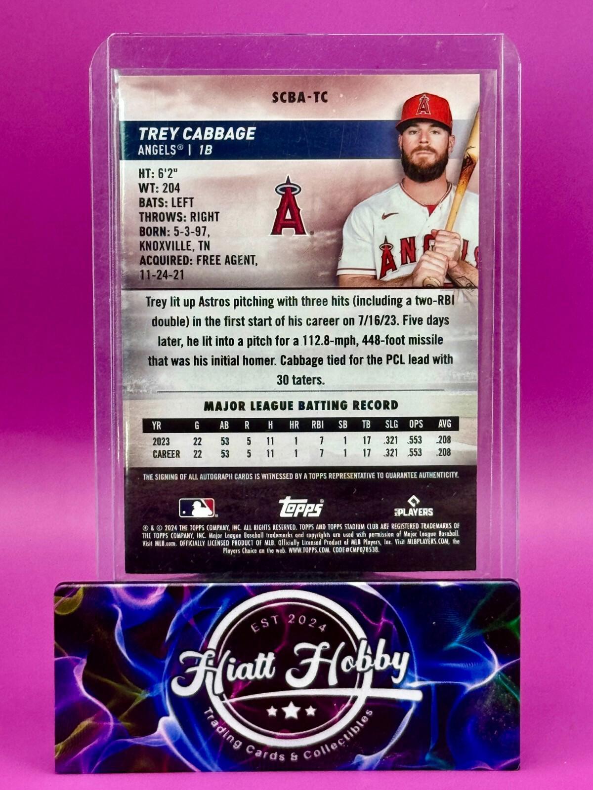 2024 Topps Stadium Club - Autographs Trey Cabbage #SCBA-TC (AU, RC)