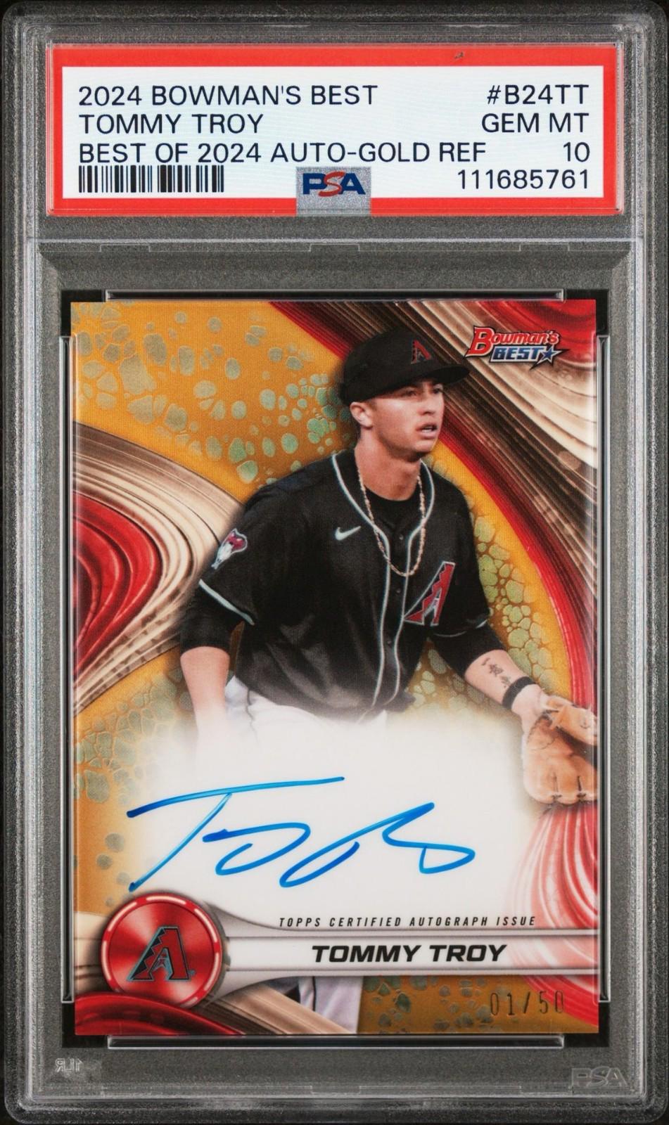 2024 Bowman's Best - Tommy Troy #B24-TT - Gold Auto /50 (RC, AU) - PSA 10