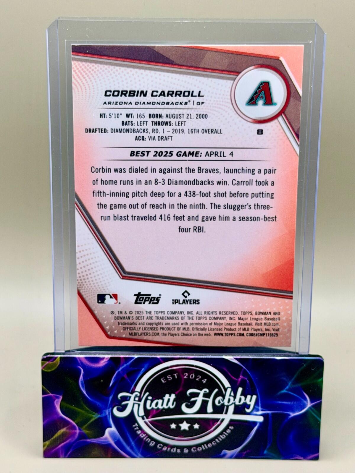 2025 Bowman's Best - #8 Corbin Carroll - Green Mini Diamond /99