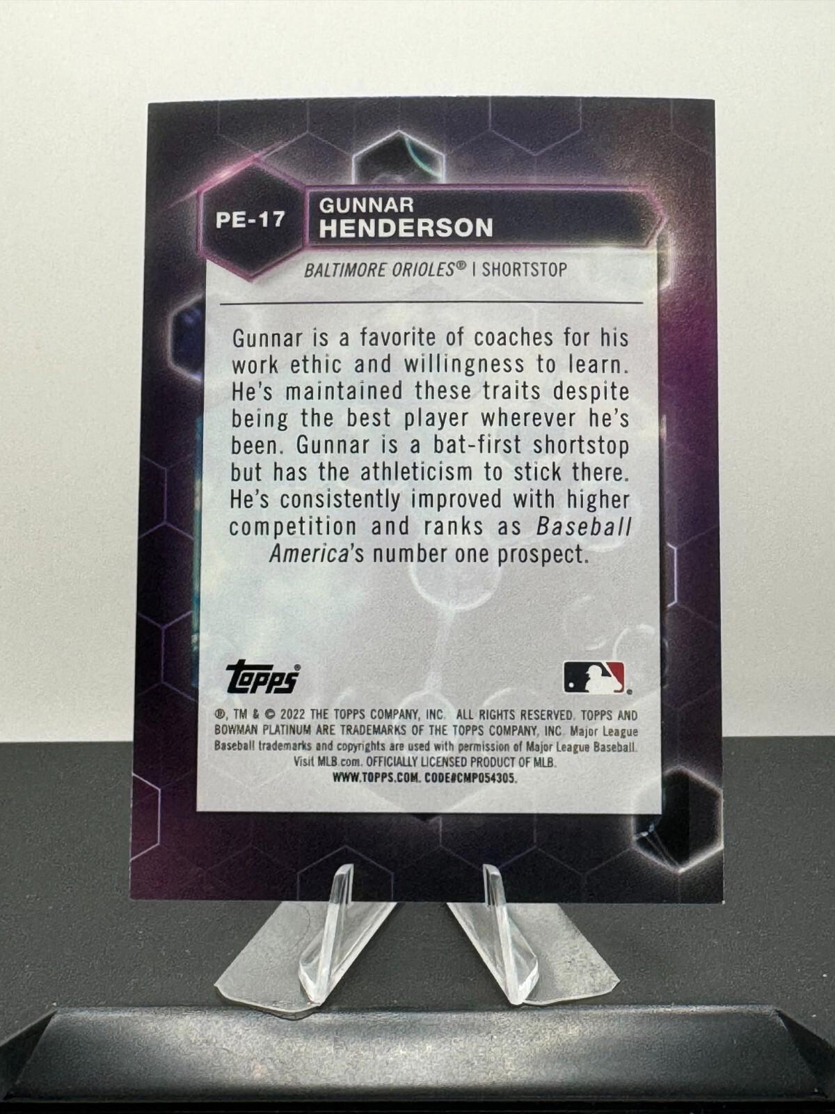 2022 Bowman Gunnar Henderson #PE-17 - Precious Elements