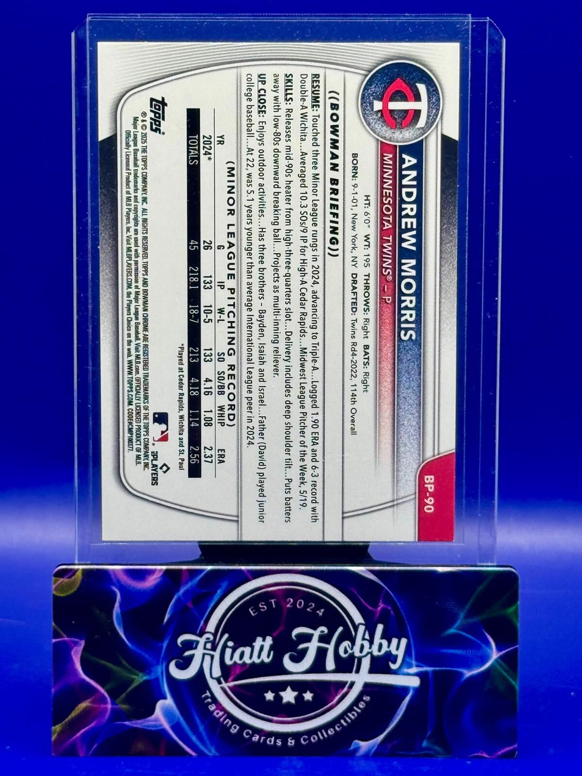2025 Bowman - Andrew Morris #BP-90 - Blue Sky Border /499 (RC)