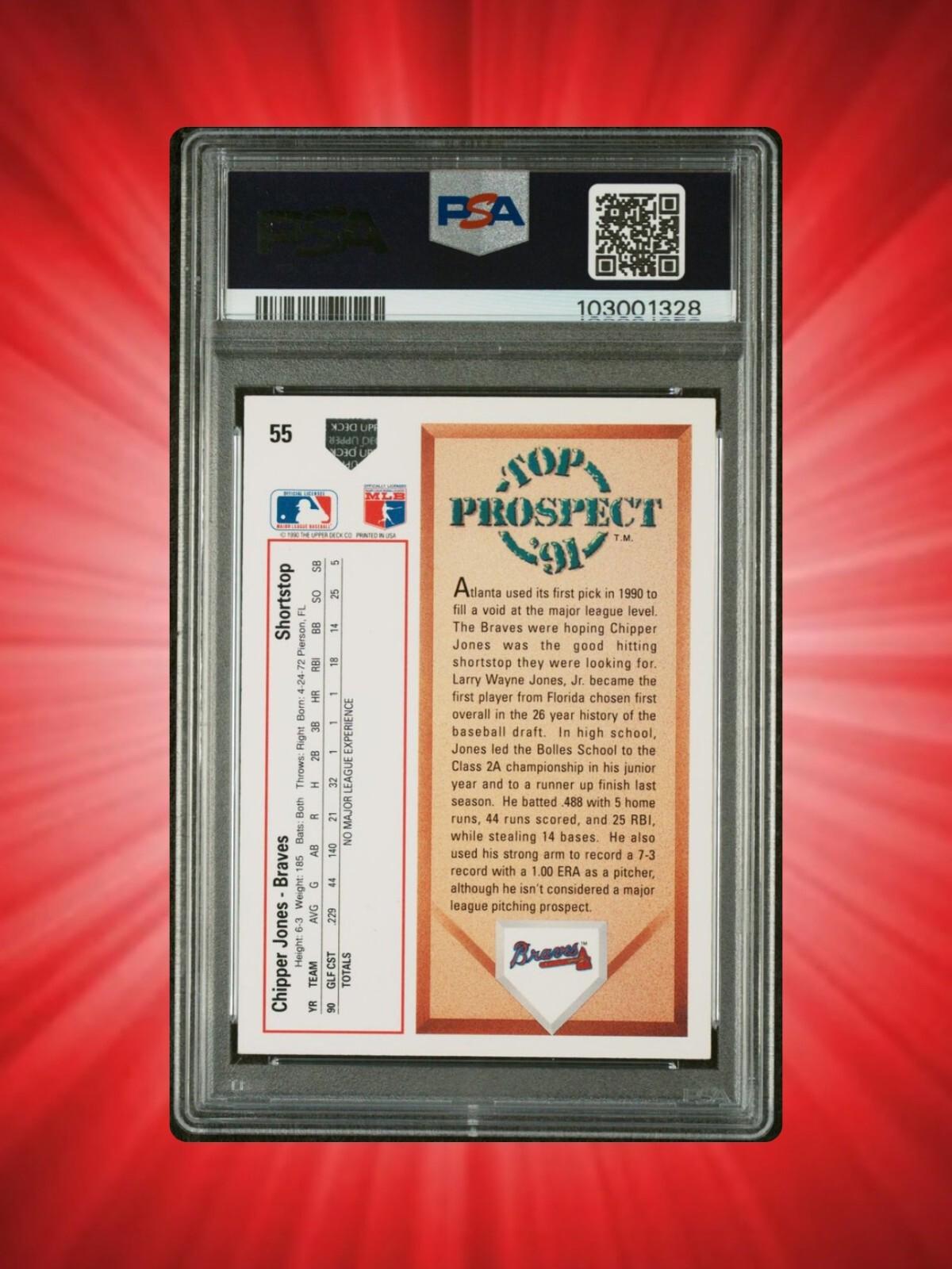 1991 Upper Deck - Top Prospect Chipper Jones #55 (RC) - PSA 7