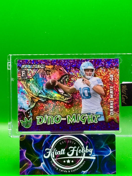 2023 Wild Card Dino-Might - Drake Maye - Purple Sparkle T-Rex 10/10 # Match 🔥