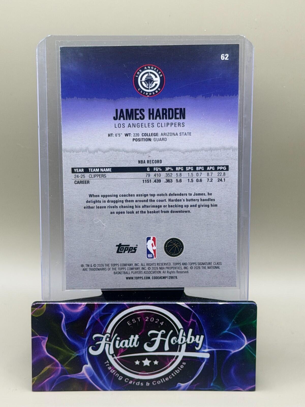 2025-26 Topps Signature Series Basketball - #62 James Harden - Orange and Blue