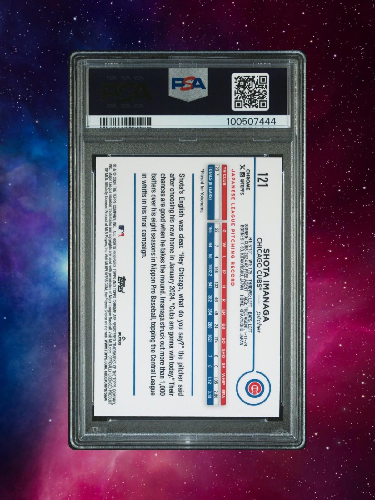 2024 Topps Chrome - Shota Imanaga #121 - Pink Refractor (RC) - PSA 10