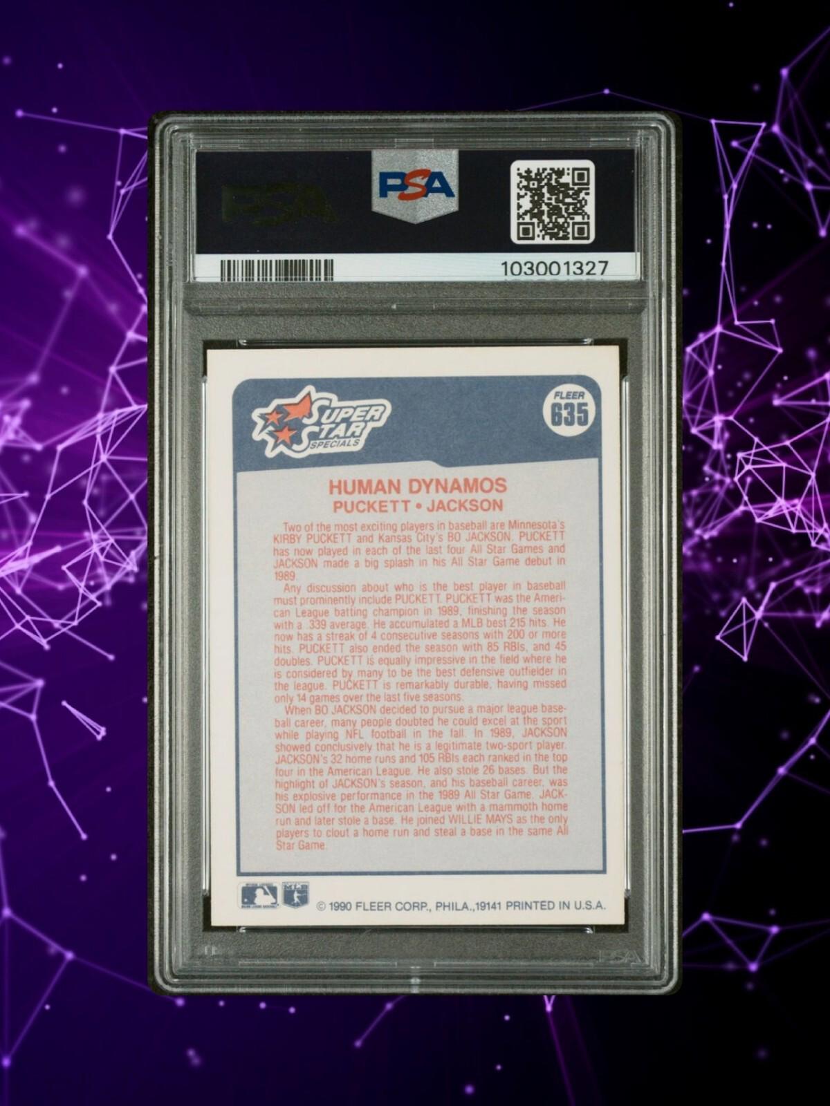 1990 Fleer Bo Jackson Kirby Puckett #635 - PSA 8