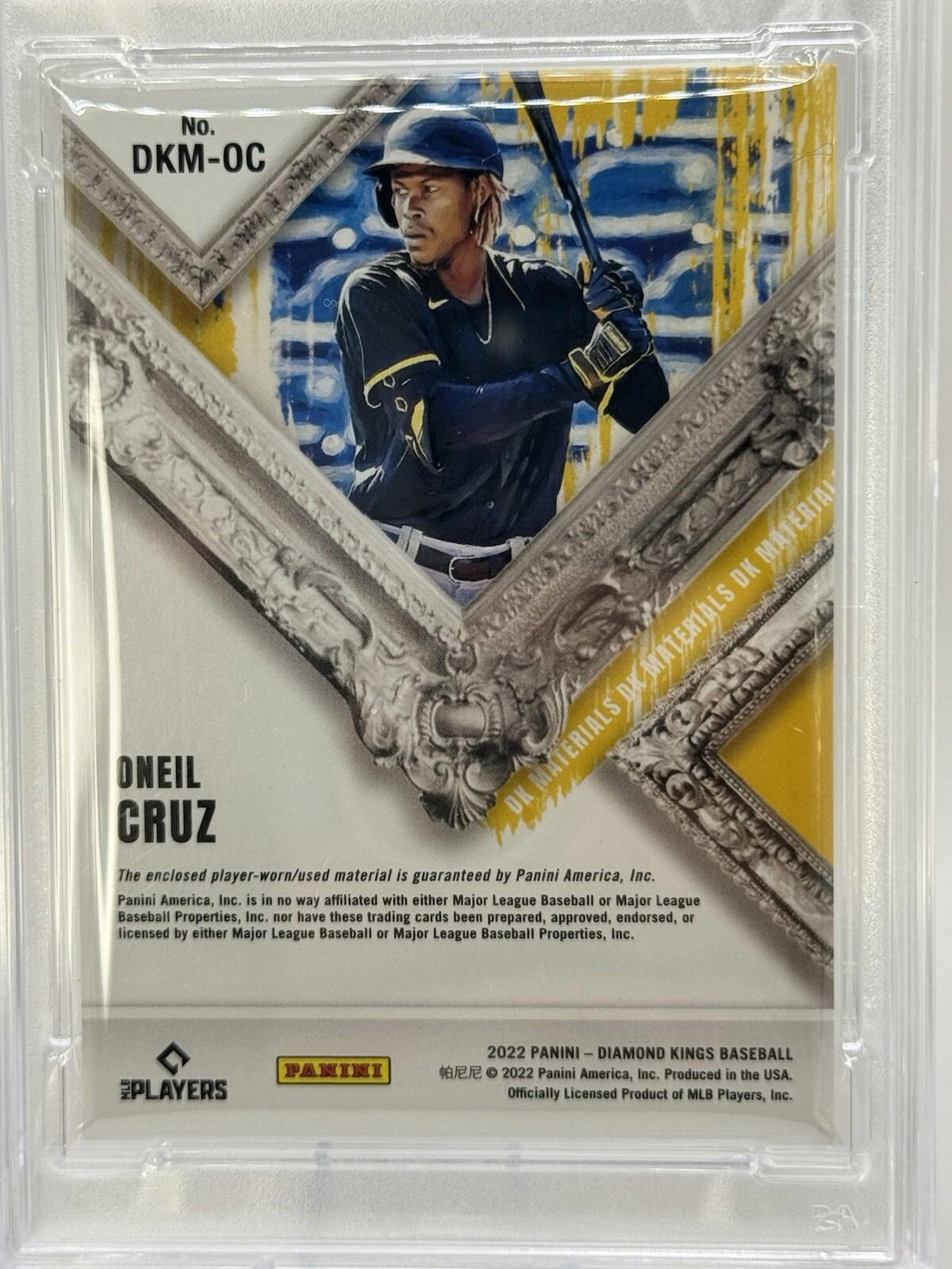 2022 Panini Diamond Kings DK Materials Holo Silver /99 Oneil Cruz Rookie RC PSA 9