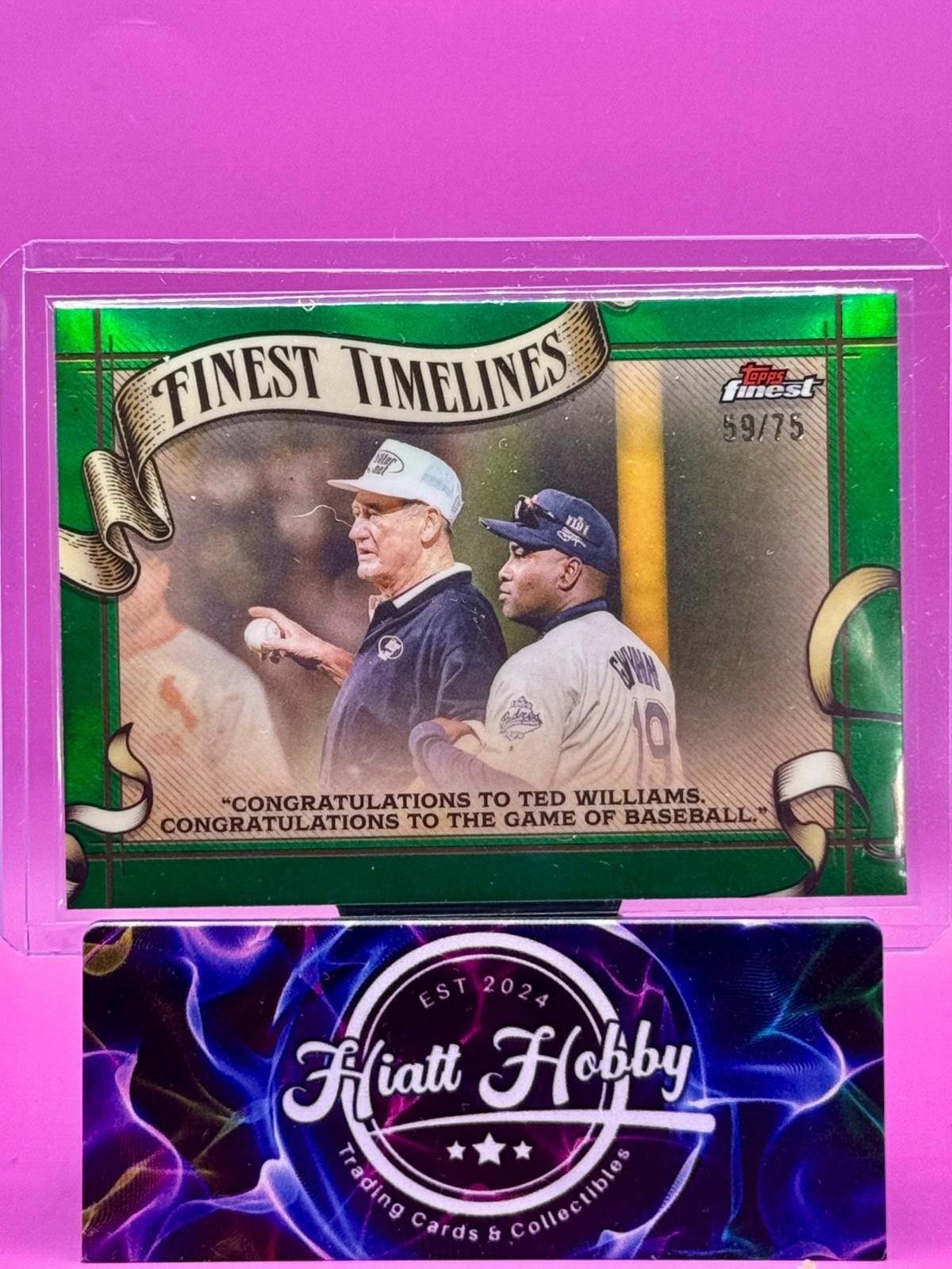 2025 Topps Finest - Ted Williams #FT-19 - Finest Timelines - Green /75