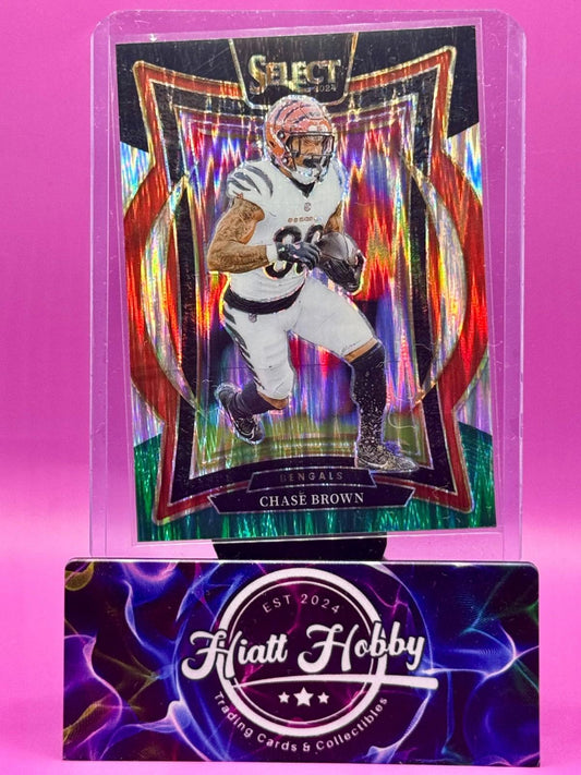 2024 Panini Select - Concourse - Chase Brown #18 Black & Green Shock Prizm