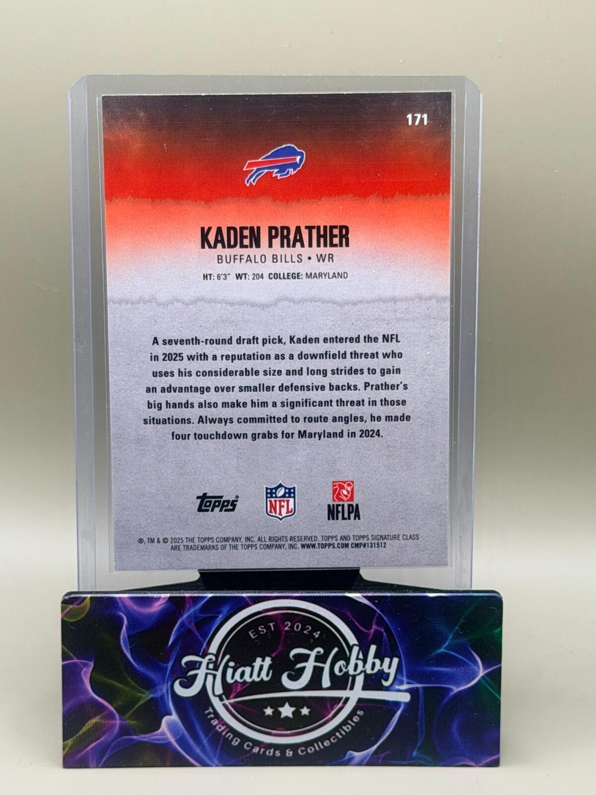 2025 Topps Signature Series Football - #171 Kaden Prather - Blue & Yellow (RC)