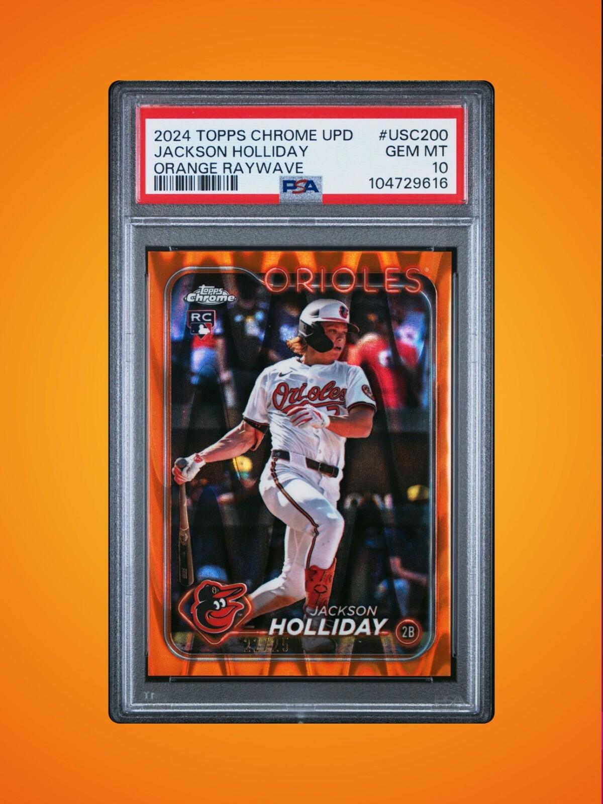 2024 Topps Chrome UPD - Jackson Holliday #USC200 - Orange Wave /25 (RC) - PSA 10