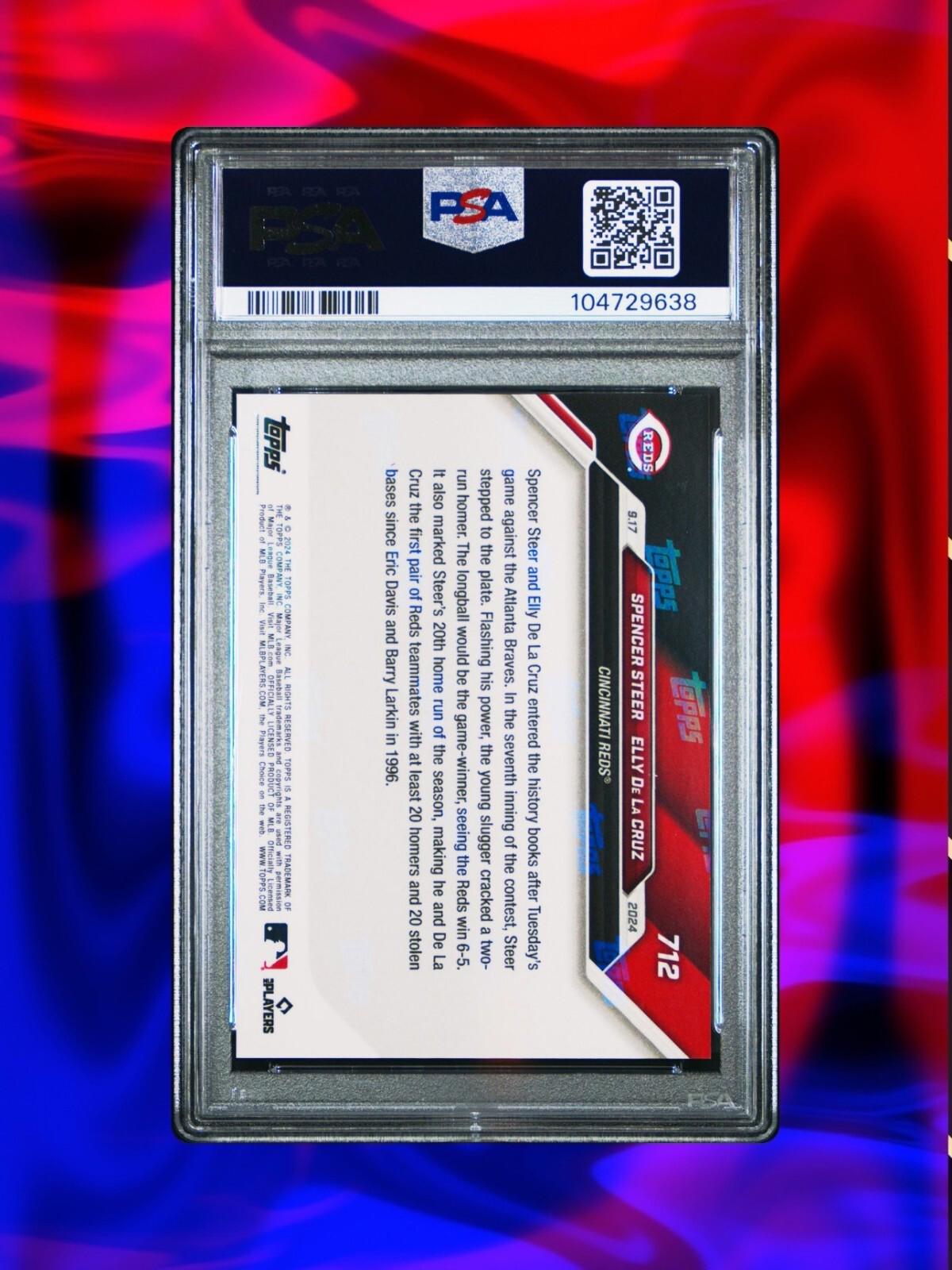 2024 Topps Now - Spencer Steer/Elly De La Cruz - Blue /49 - PSA 10 (RC)