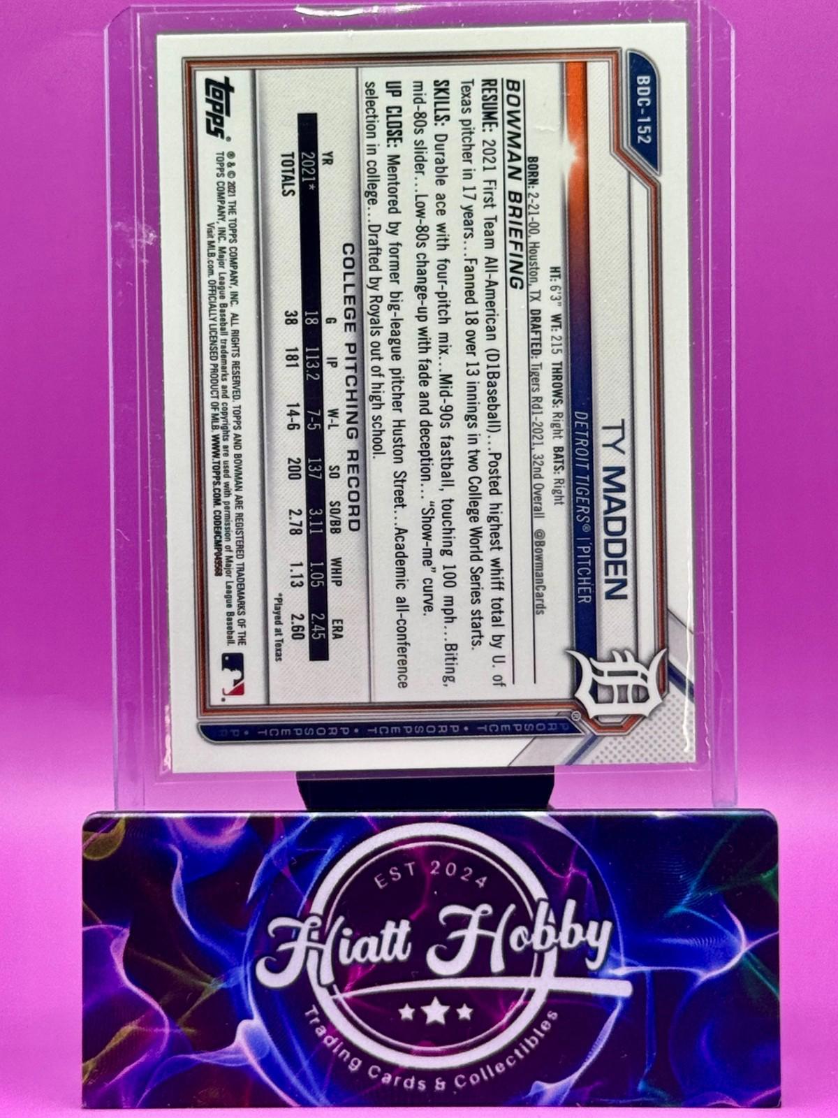 2021 Bowman Draft Chrome - Ty Madden #BDC-152 - Asia Mojo SP Refractor (RC)