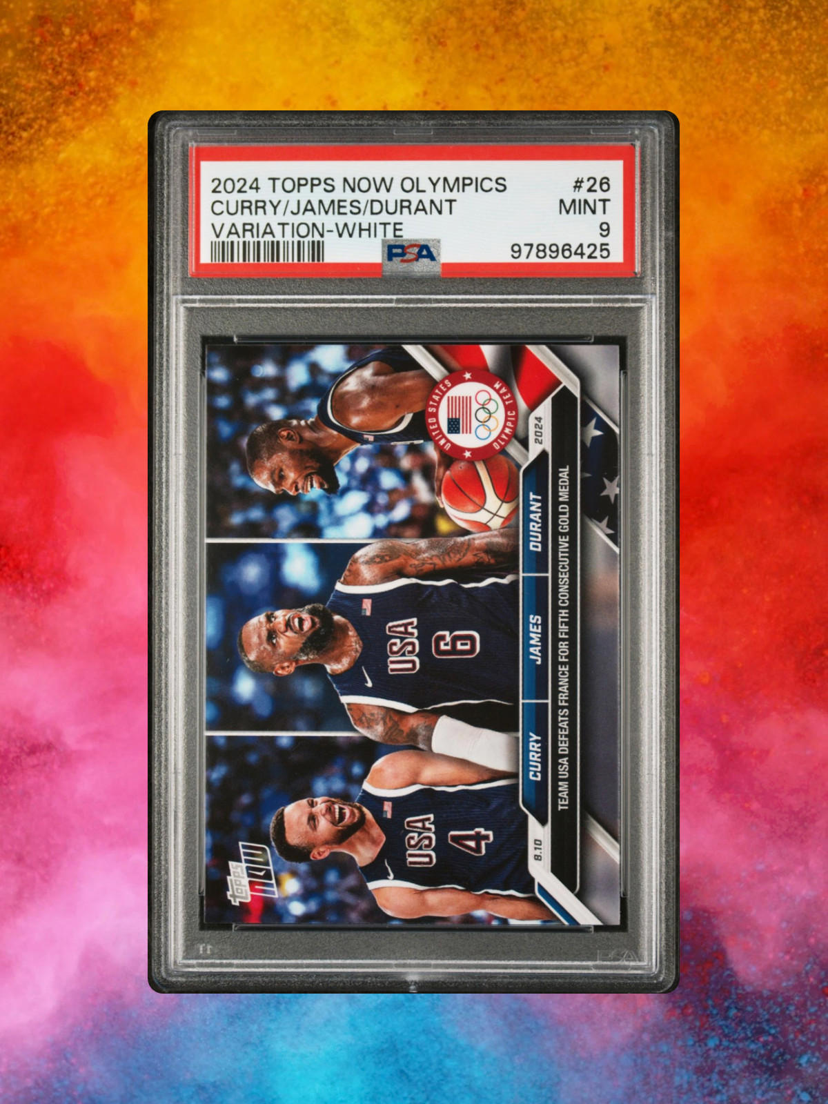 2024 Topps Now Olympics - Curry/James/Durant - White Logo SP PSA 9