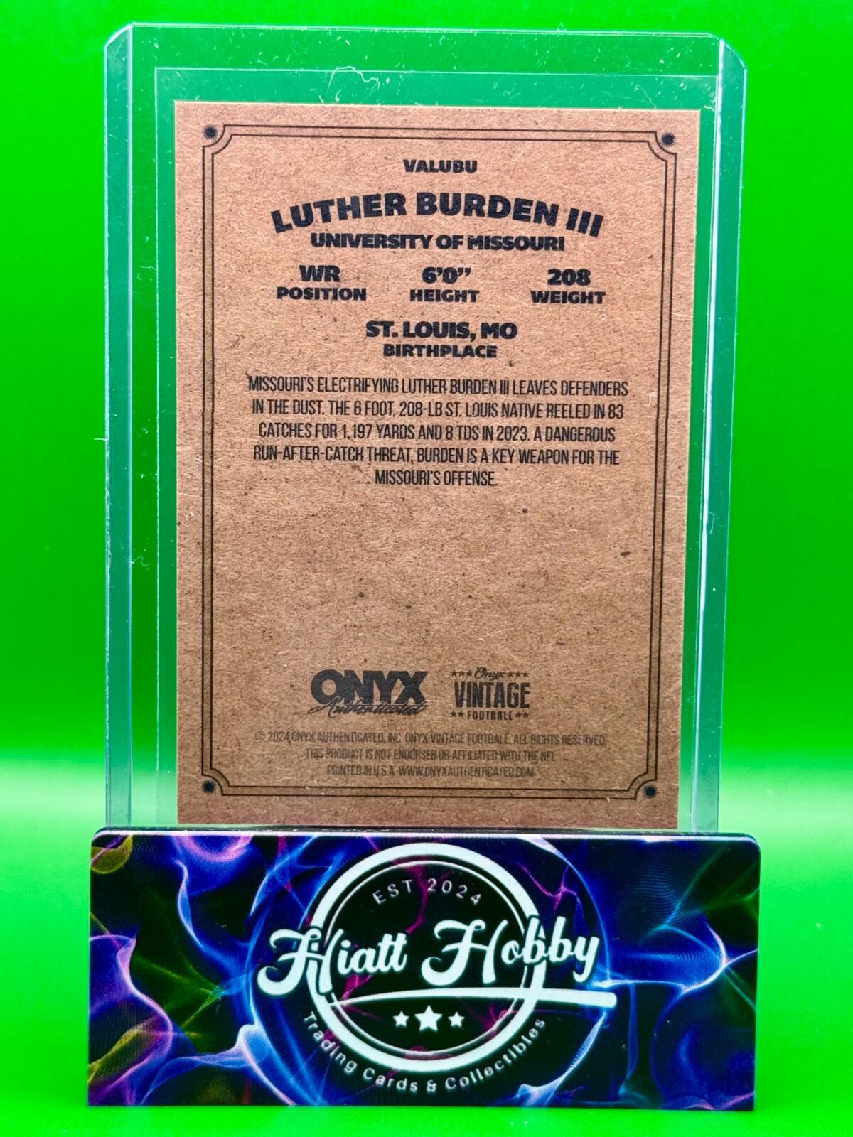 2024 Onyx Vintage Football - Luther Burden III #VALUBU - Auto (AU,RC)